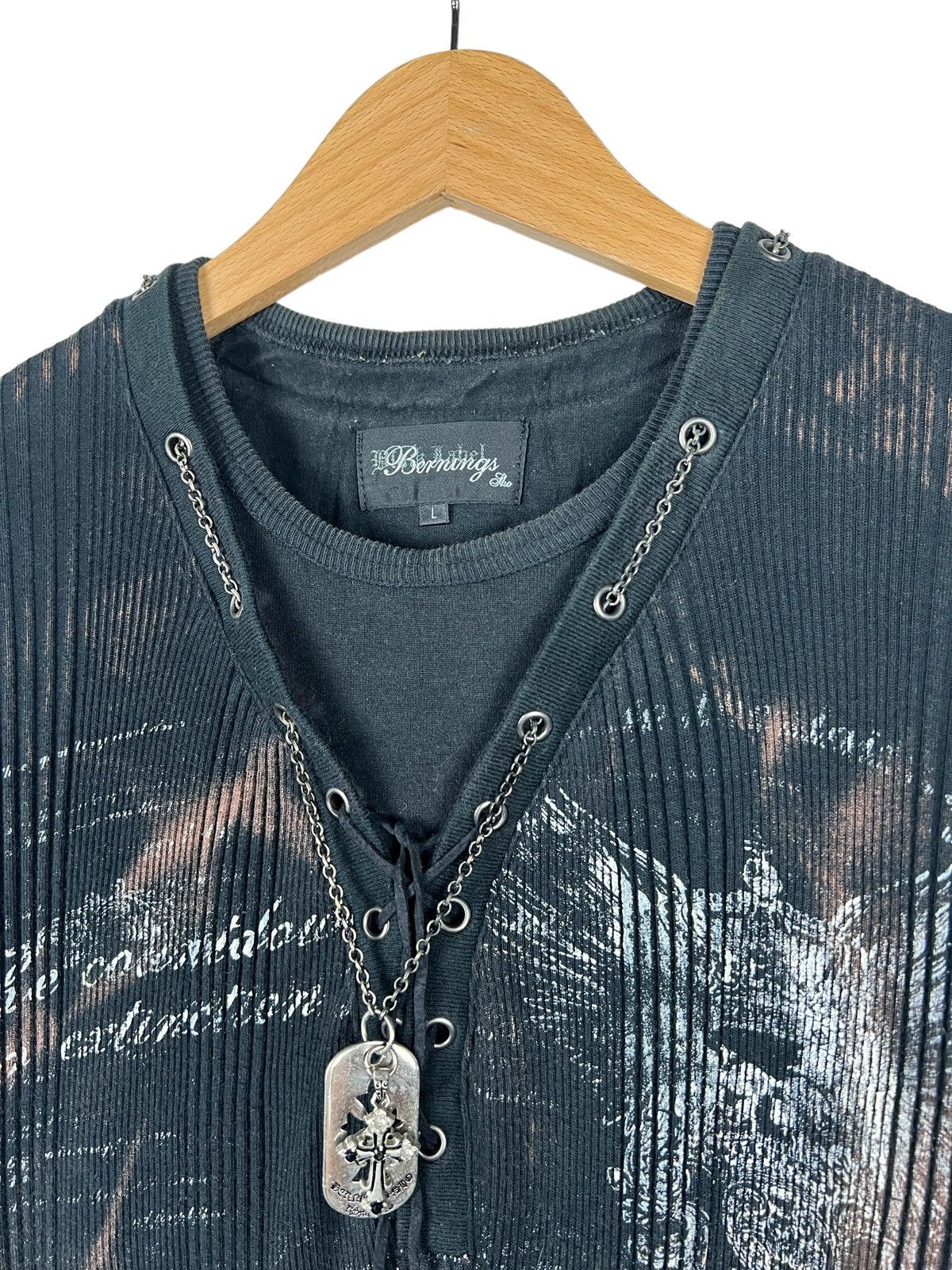 BERNINGS SHO Bernings Sho 🇯🇵 Acid Wash Cross Necklace Shirt Size US M / EU 48-50 / 2 - 6 Thumbnail