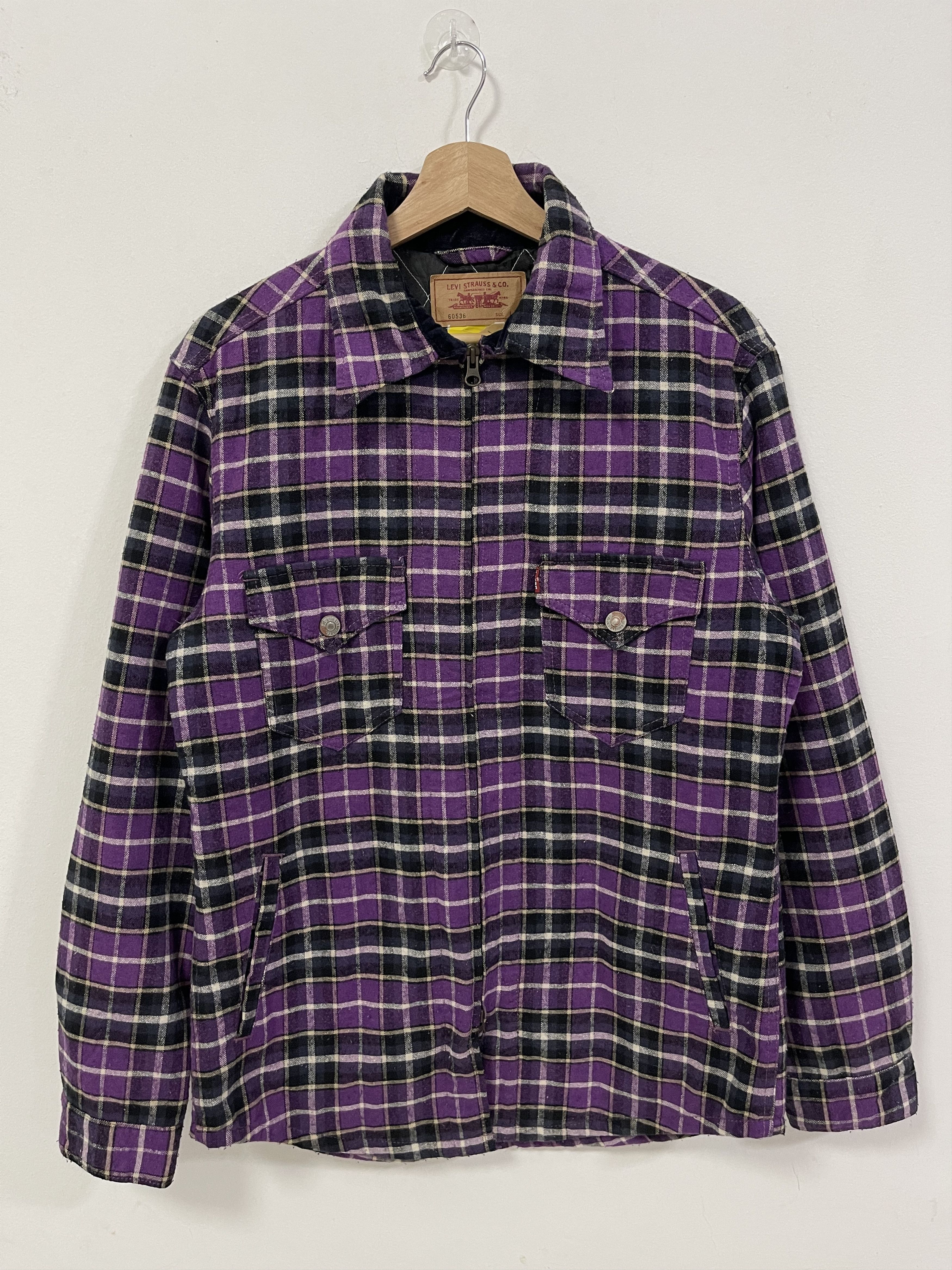 Vintage Levis Plaid Lined Multipocket Zipper Jacket