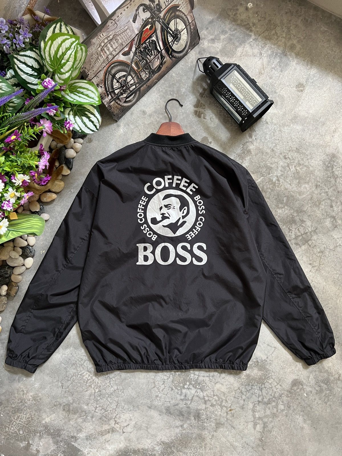 VTG 🔥 Suntory Boss Coffe Big Logo Riversible Light Jacket