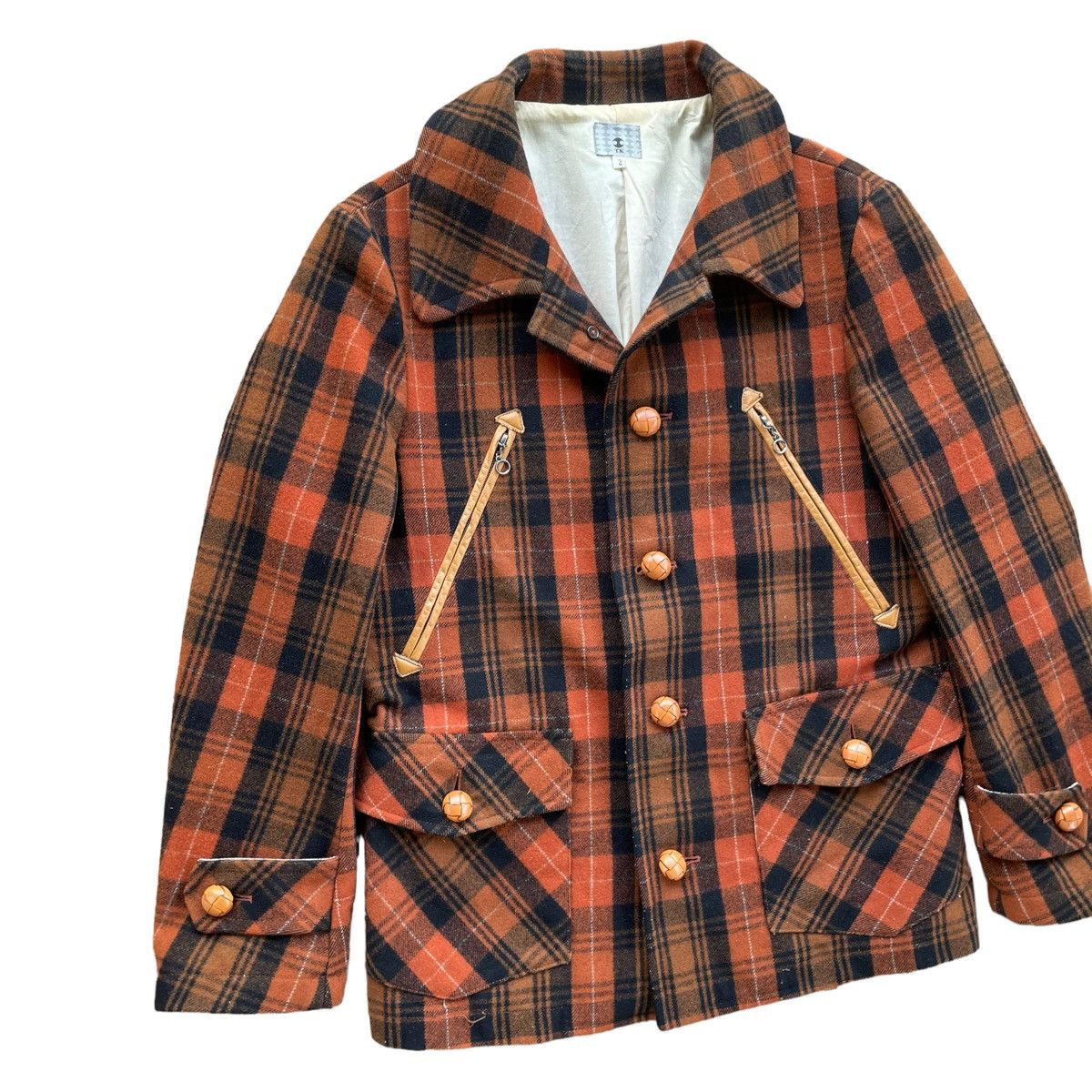 Beauty Beast × Japanese Brand × Le Grande Bleu (L.G.B.) 💥CRUISER WOOL JACKET TAKEO KIKUCHI BROWN TARTAN Size US M / EU 48-50 / 2 - 1 Thumbnail
