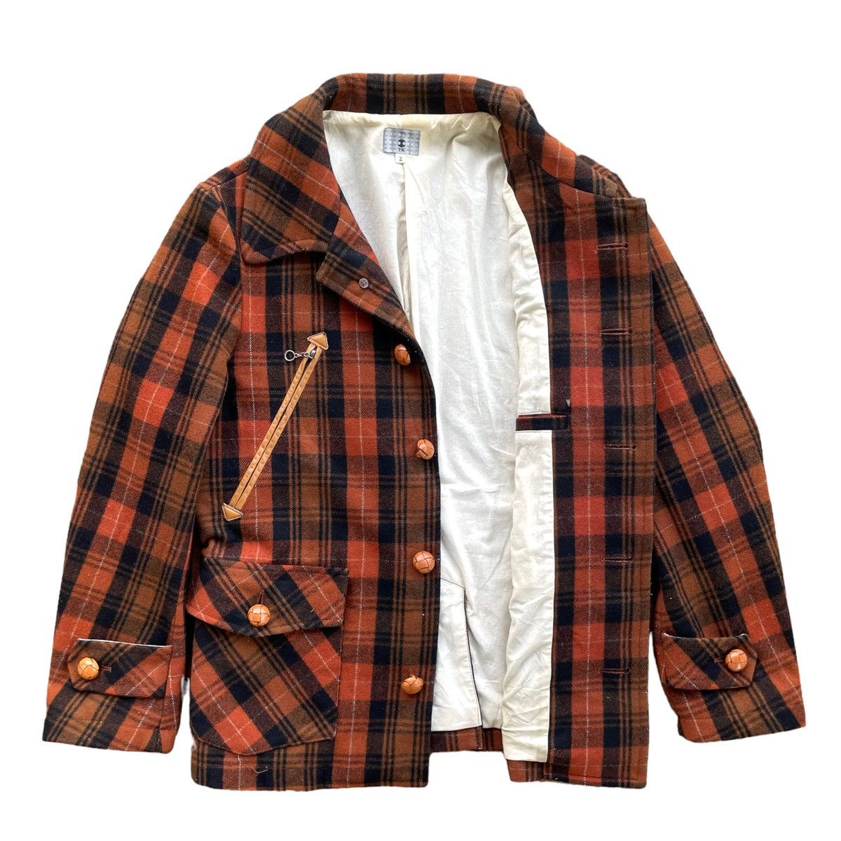 Beauty Beast × Japanese Brand × Le Grande Bleu (L.G.B.) 💥CRUISER WOOL JACKET TAKEO KIKUCHI BROWN TARTAN Size US M / EU 48-50 / 2 - 3 Thumbnail
