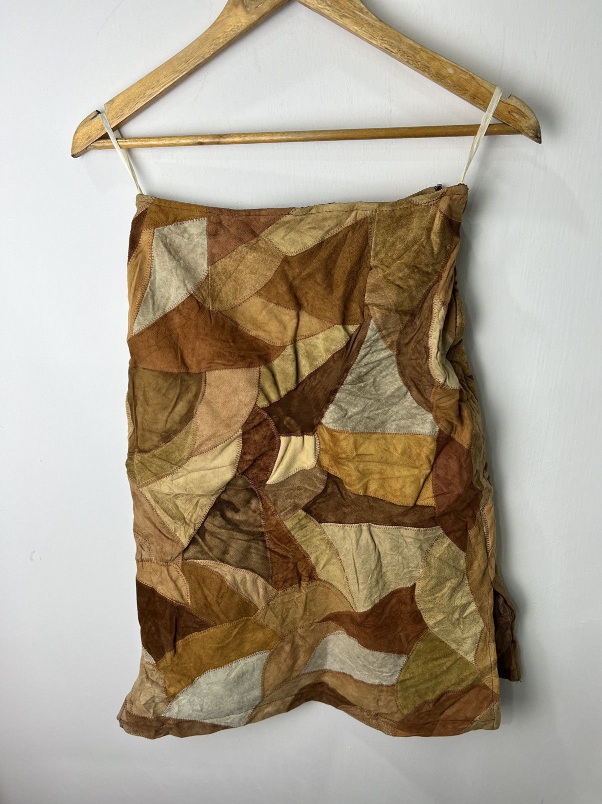 image of Leather Skirt Very Nice Design in Brown, Women's (Size 26)