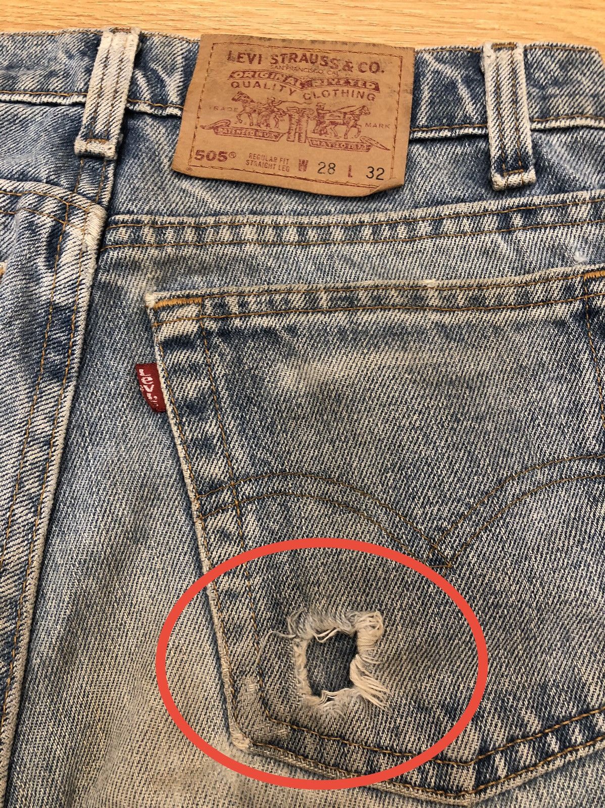 Levi's Vintage 90s Levi’s 505 Distressed Jeans Size US 27 - 10 Thumbnail