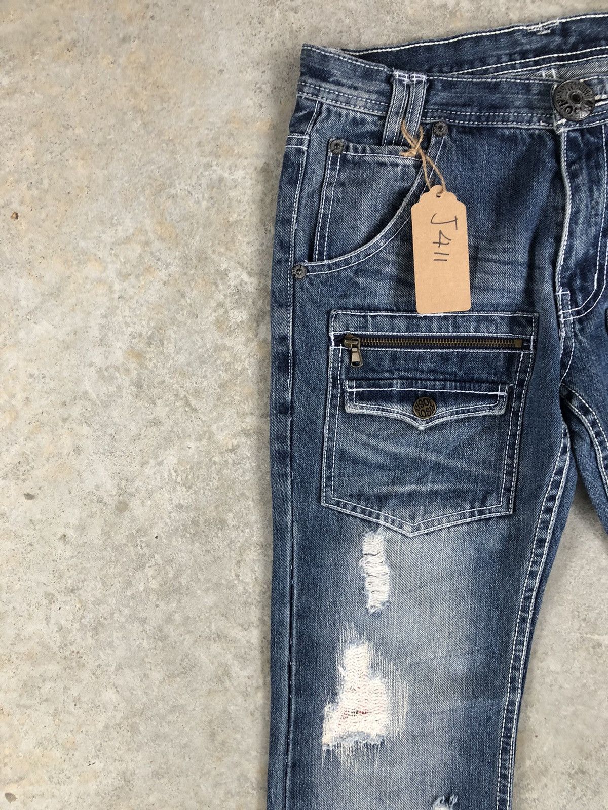 Le Grande Bleu (L.G.B.) Japanese Risot Flared Jeans Distreased Jeans Size US 30 / EU 46 - 4 Thumbnail