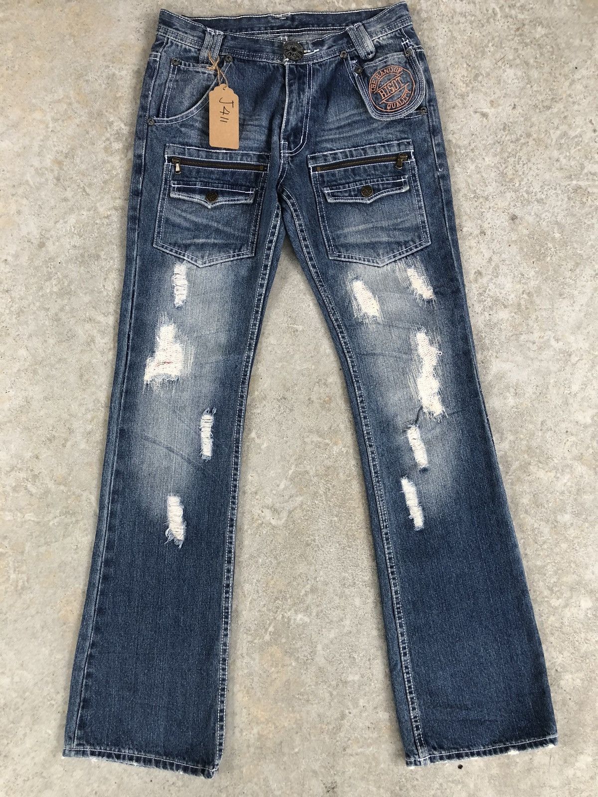 Le Grande Bleu (L.G.B.) Japanese Risot Flared Jeans Distreased Jeans Size US 30 / EU 46 - 1 Thumbnail