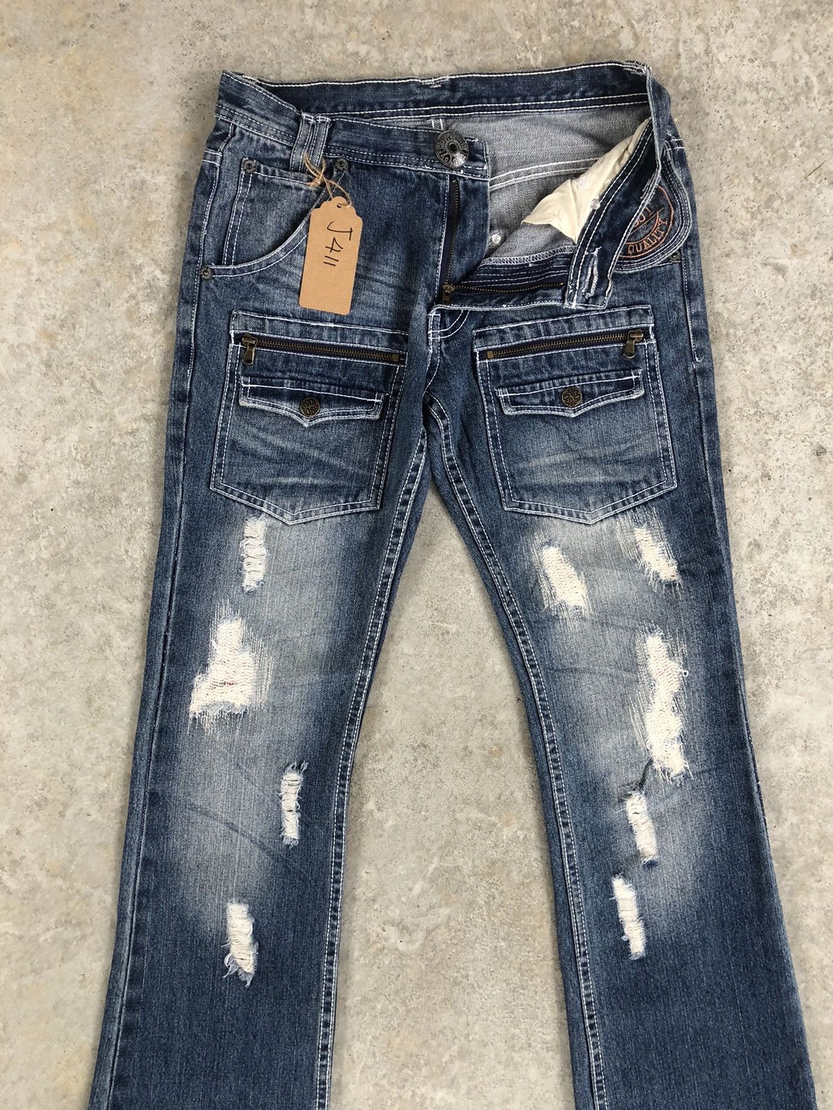 Le Grande Bleu (L.G.B.) Japanese Risot Flared Jeans Distreased Jeans Size US 30 / EU 46 - 3 Thumbnail
