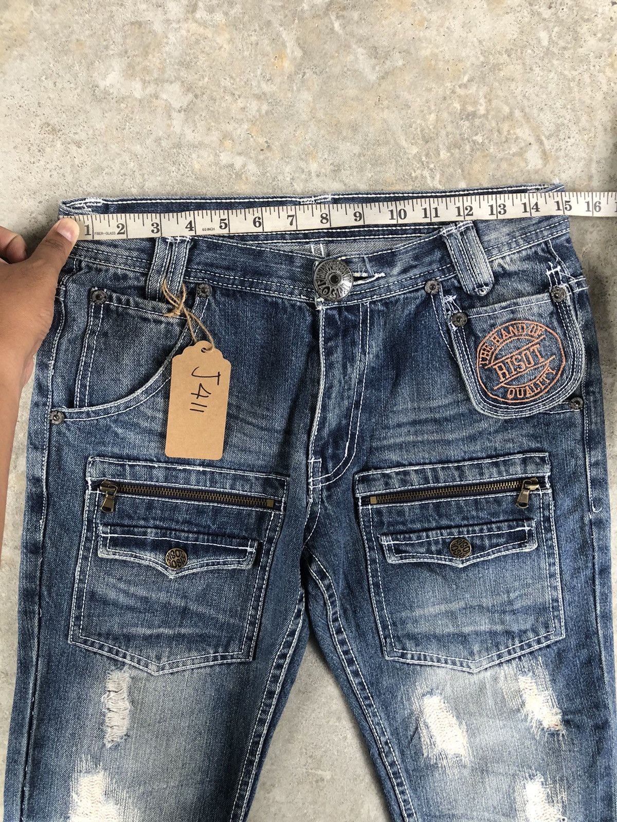 Le Grande Bleu (L.G.B.) Japanese Risot Flared Jeans Distreased Jeans Size US 30 / EU 46 - 23 Thumbnail