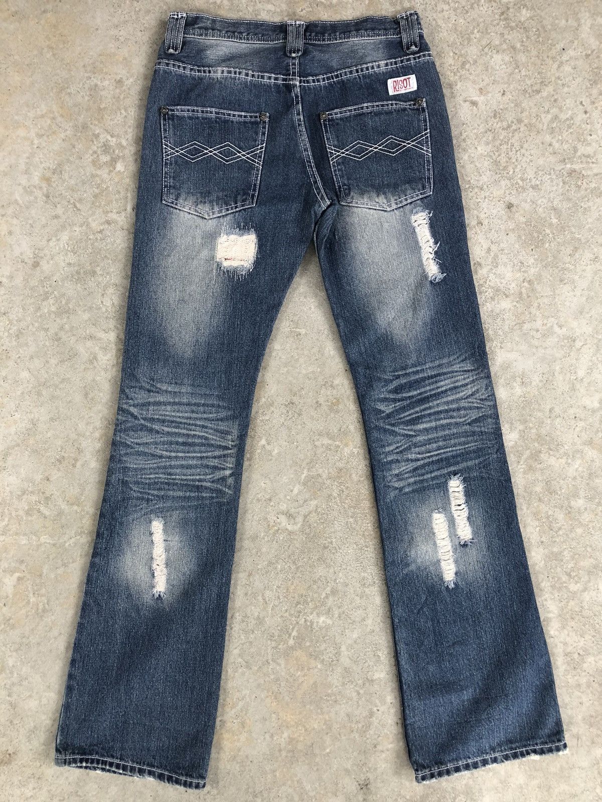 Le Grande Bleu (L.G.B.) Japanese Risot Flared Jeans Distreased Jeans Size US 30 / EU 46 - 2 Thumbnail