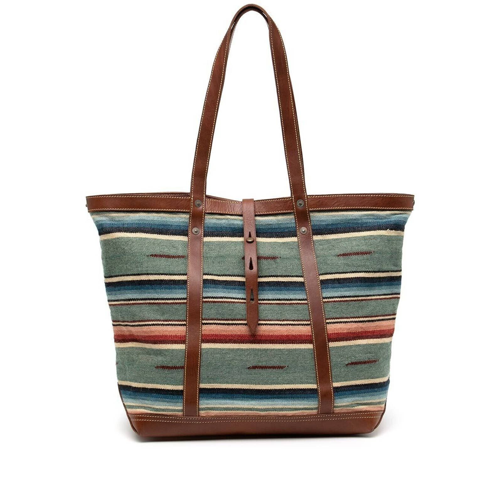 RRL Leather Trim Canvas Tote RL Striped Cotton Tote Bag