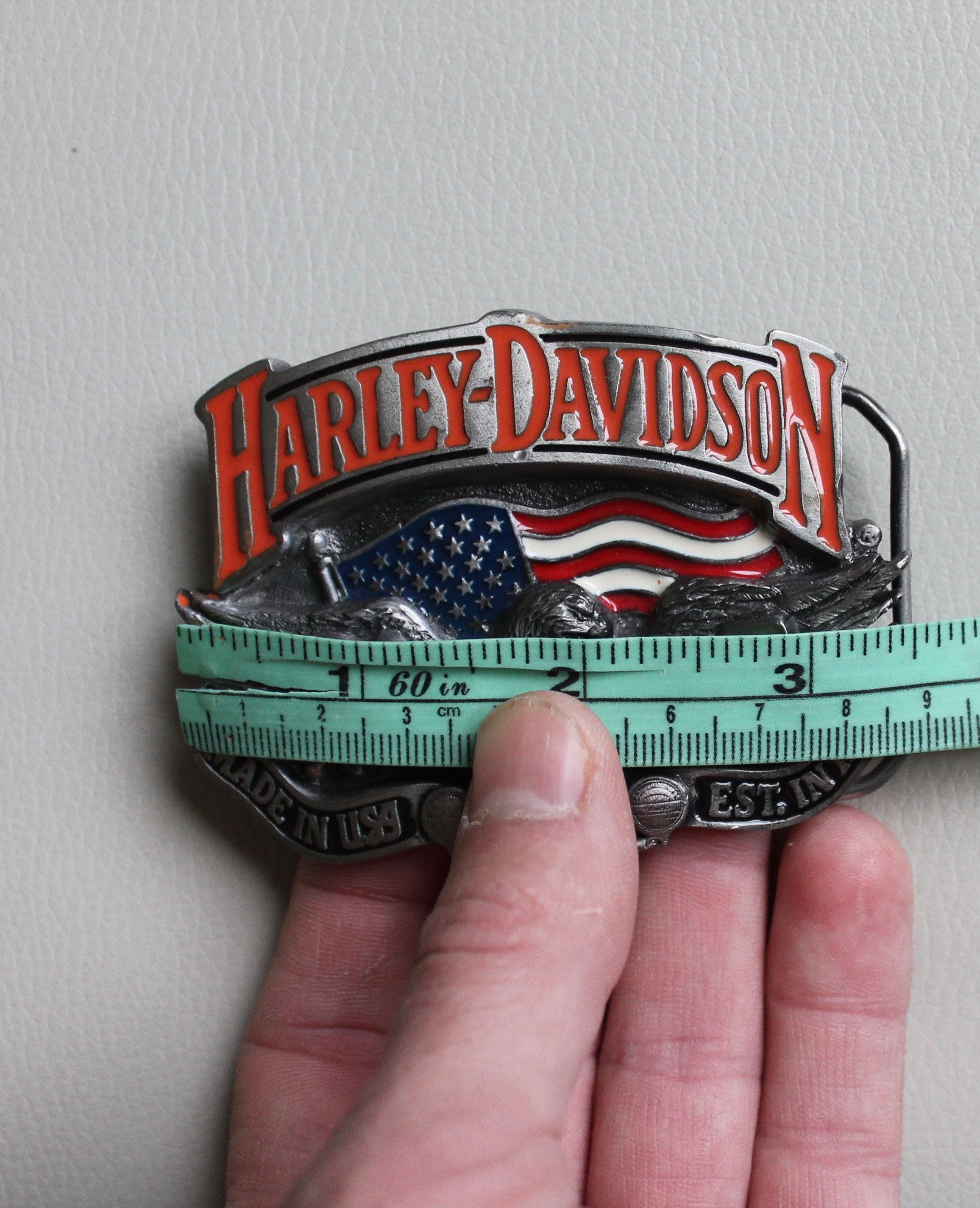 Vintage 1991 Harley Davidson Motorcycle Baron USA Metal Buckle belt Size ONE SIZE - 7 Thumbnail