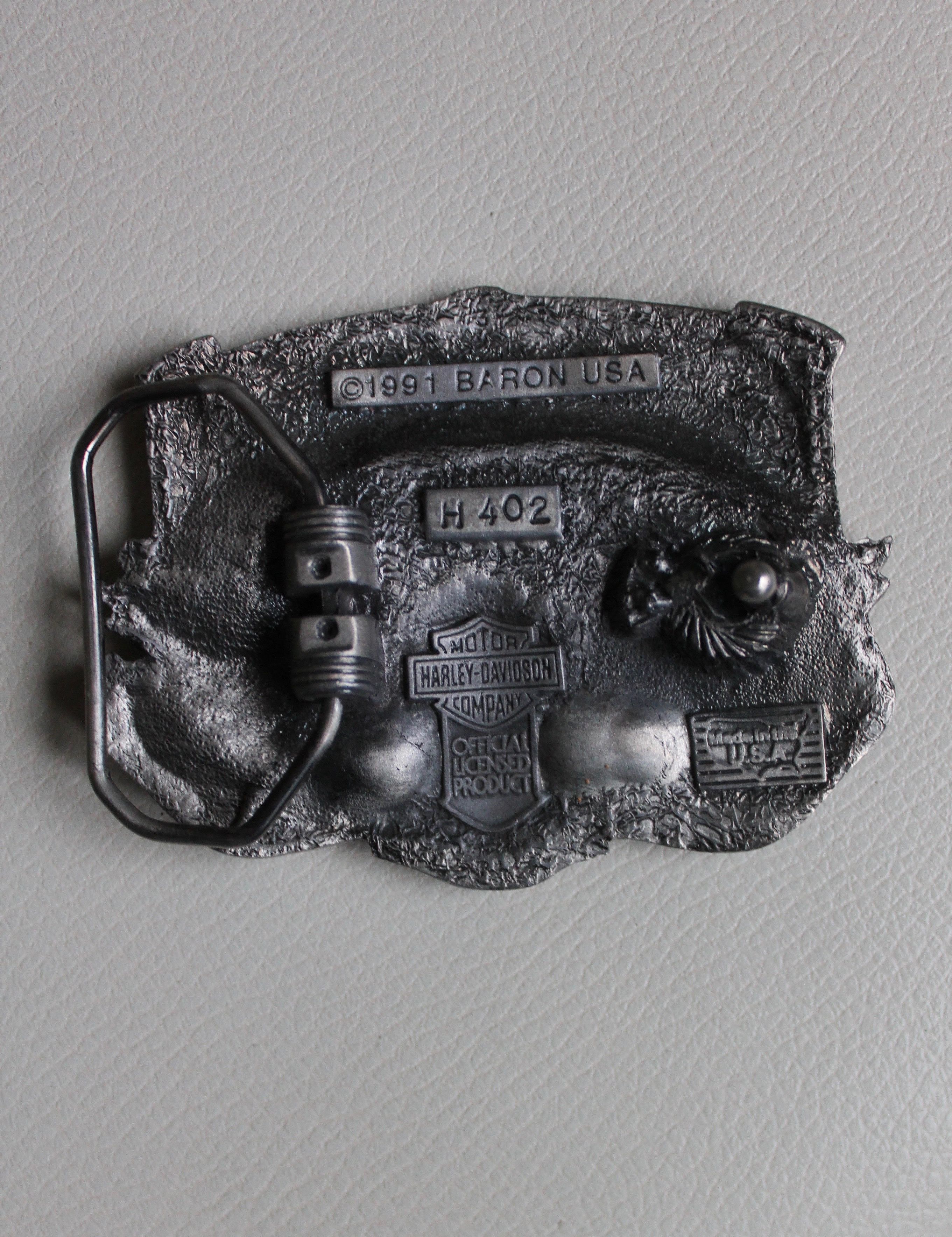 Vintage 1991 Harley Davidson Motorcycle Baron USA Metal Buckle belt Size ONE SIZE - 6 Thumbnail