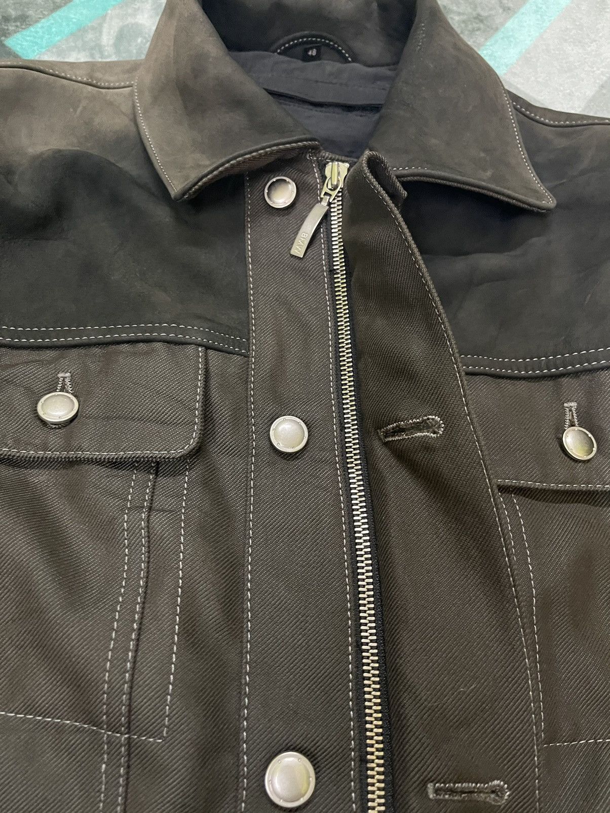 BMW BMW BLACK DENIM RACING LEATHER COLLAR JACKET Size US M / EU 48-50 / 2 - 12 Thumbnail