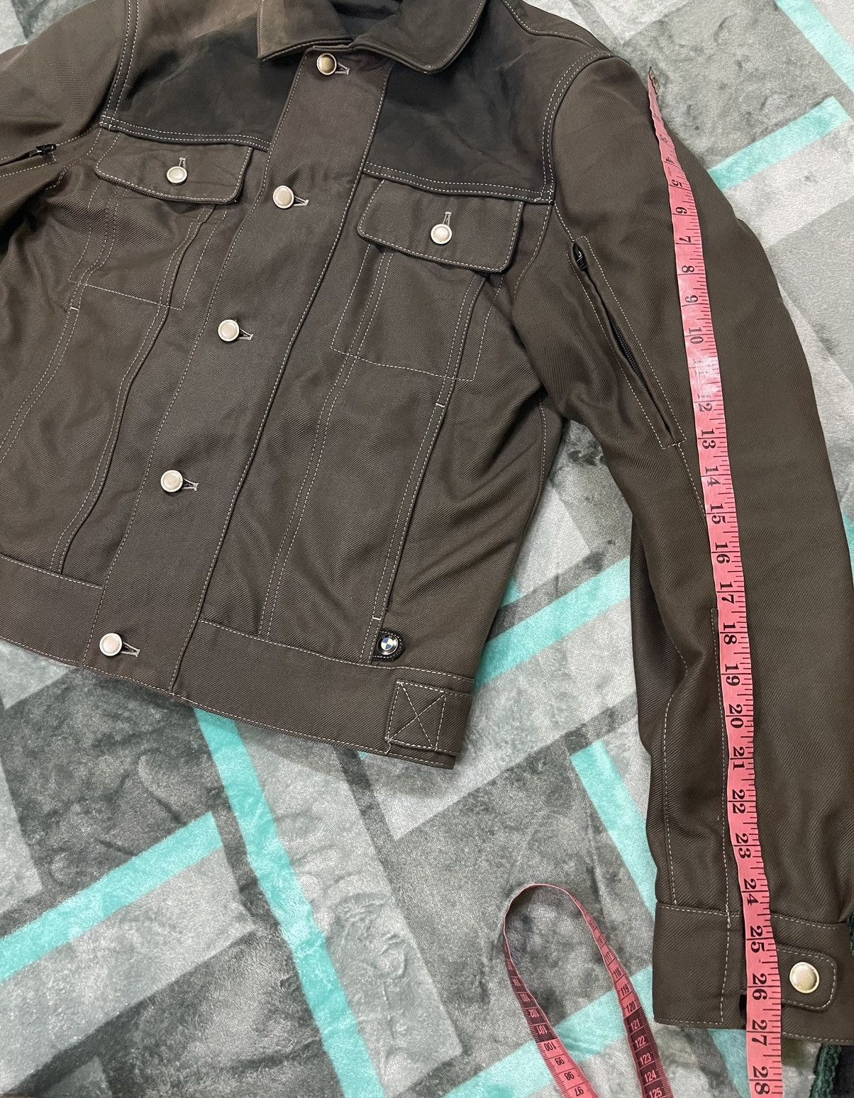 Bmw × Racing BMW BLACK DENIM RACING LEATHER COLLAR JACKET