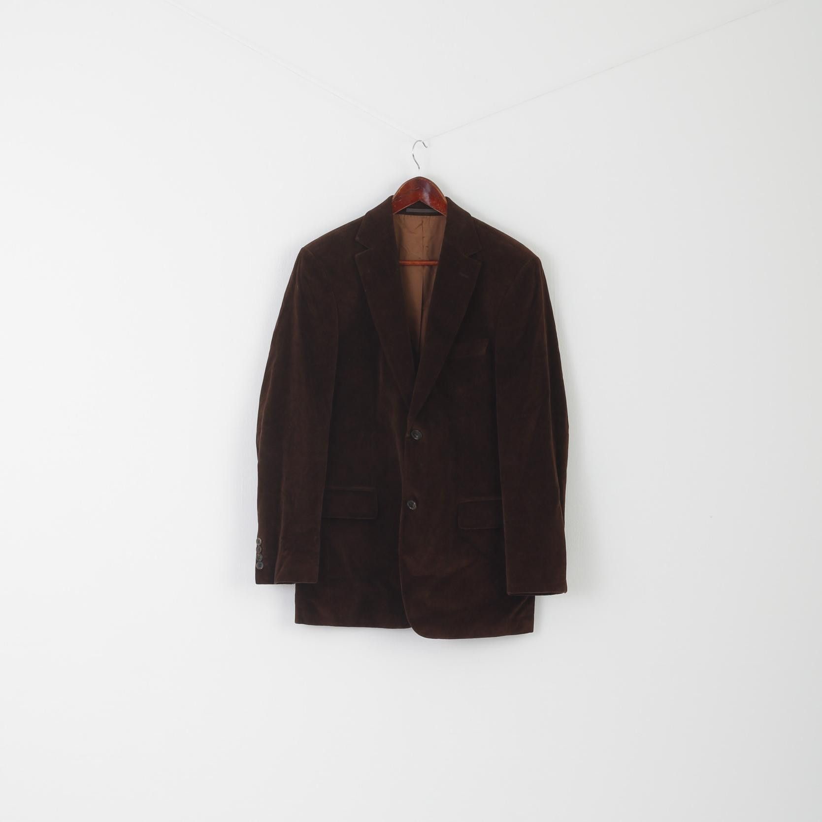 Hugo Boss Hugo Boss Men 48 38 Blazer Brown Cotton Shiny Velvet 8513 Size 38R - 2 Thumbnail