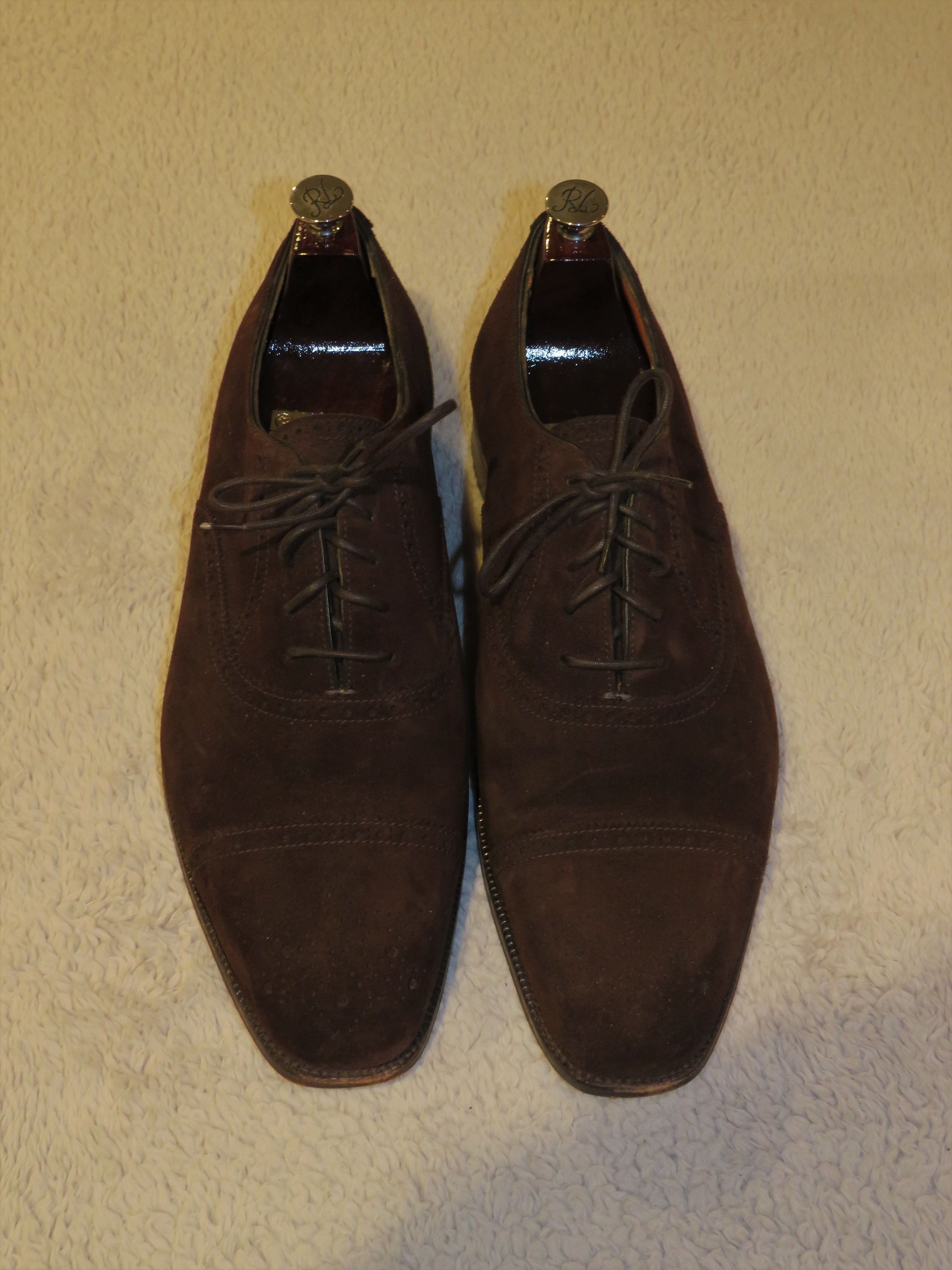 Edward Green Brown Suede Cap Toe Oxfords 9D Shoe Trees
