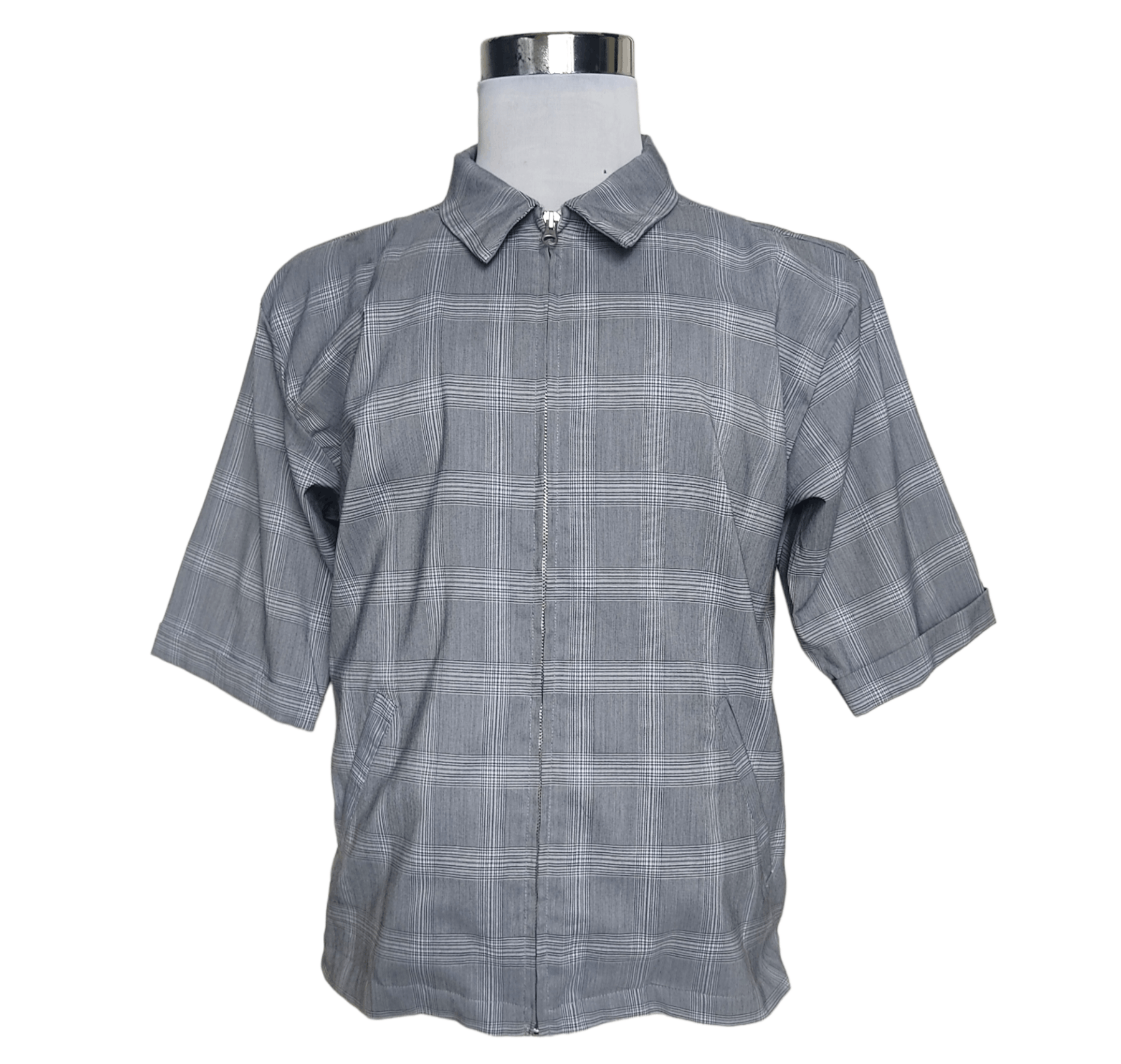Katharine Hamnett Checkered Short Sleeve Zipper Jacket