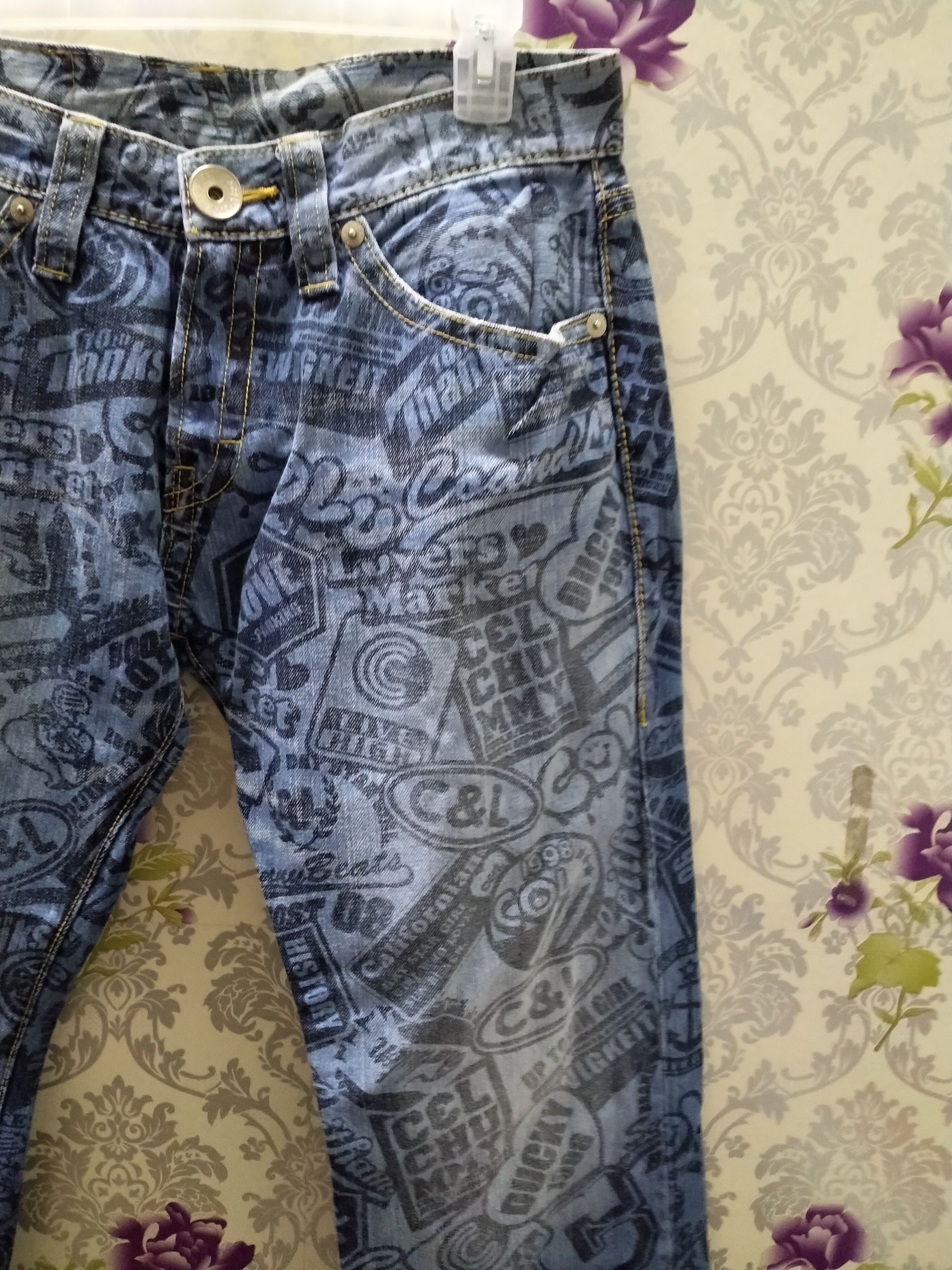 Hysteric Glamour × Japanese Brand NEED GONE NOW..CO&LU ALLOVER PRINT STAIGHT JEANS Size US 32 / EU 48 - 4 Thumbnail