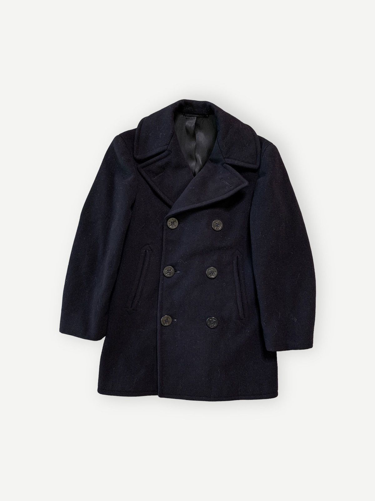 Vintage Vintage 60s Navy Wool Peacoat Kersey 1960s Size US M / EU 48-50 / 2 - 1 Thumbnail