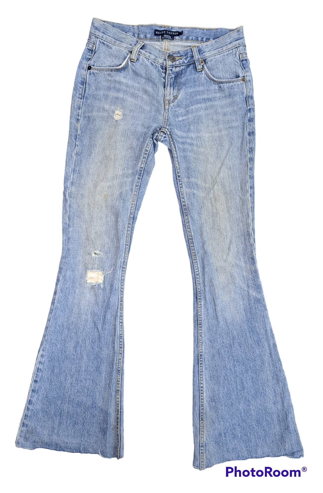 RALPH LAUREN DISTRESSED BOOTCUT FLARE DENIM