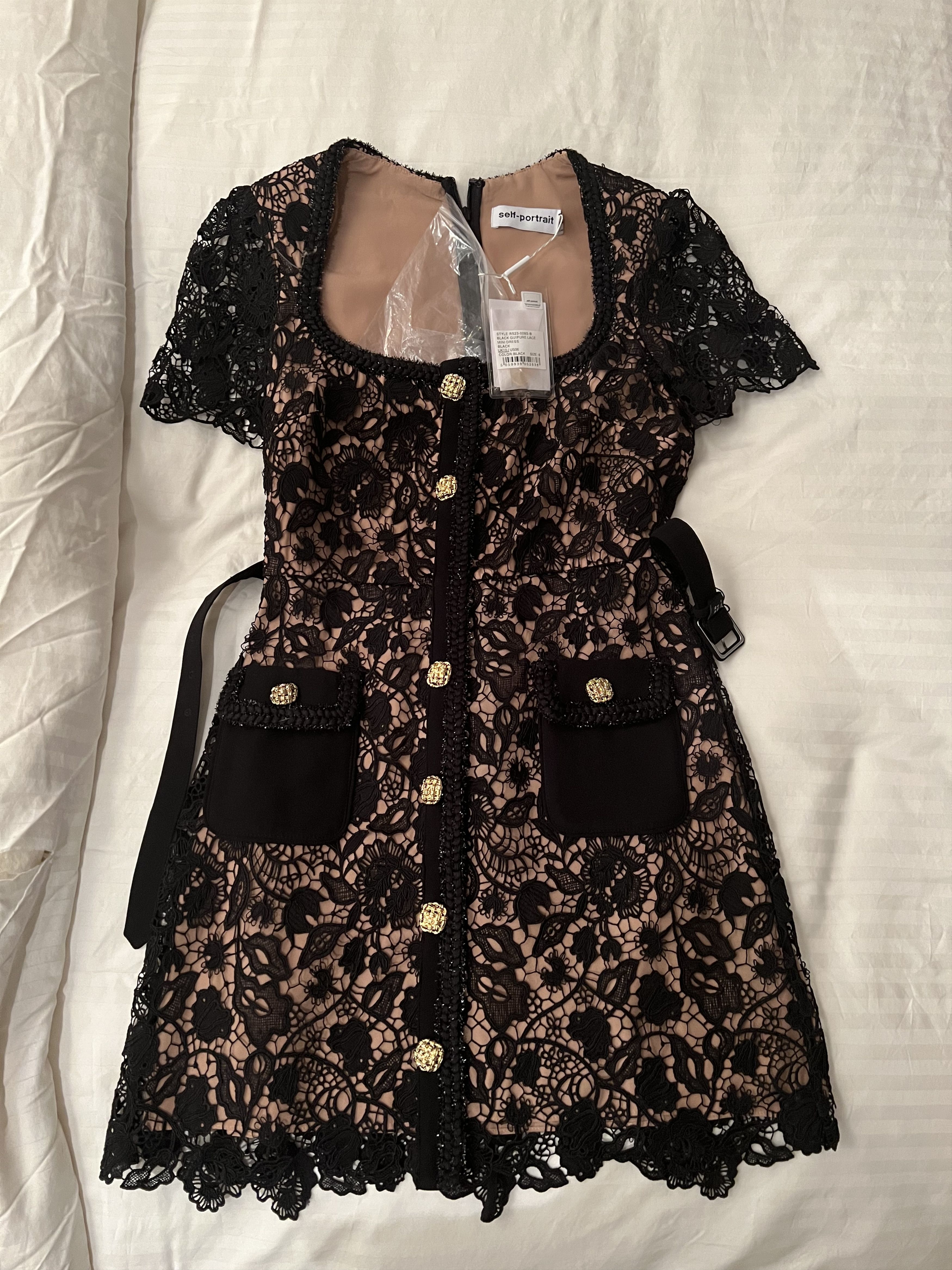 Self-Portrait Black Guipure Lace Self portrait dress | Grailed