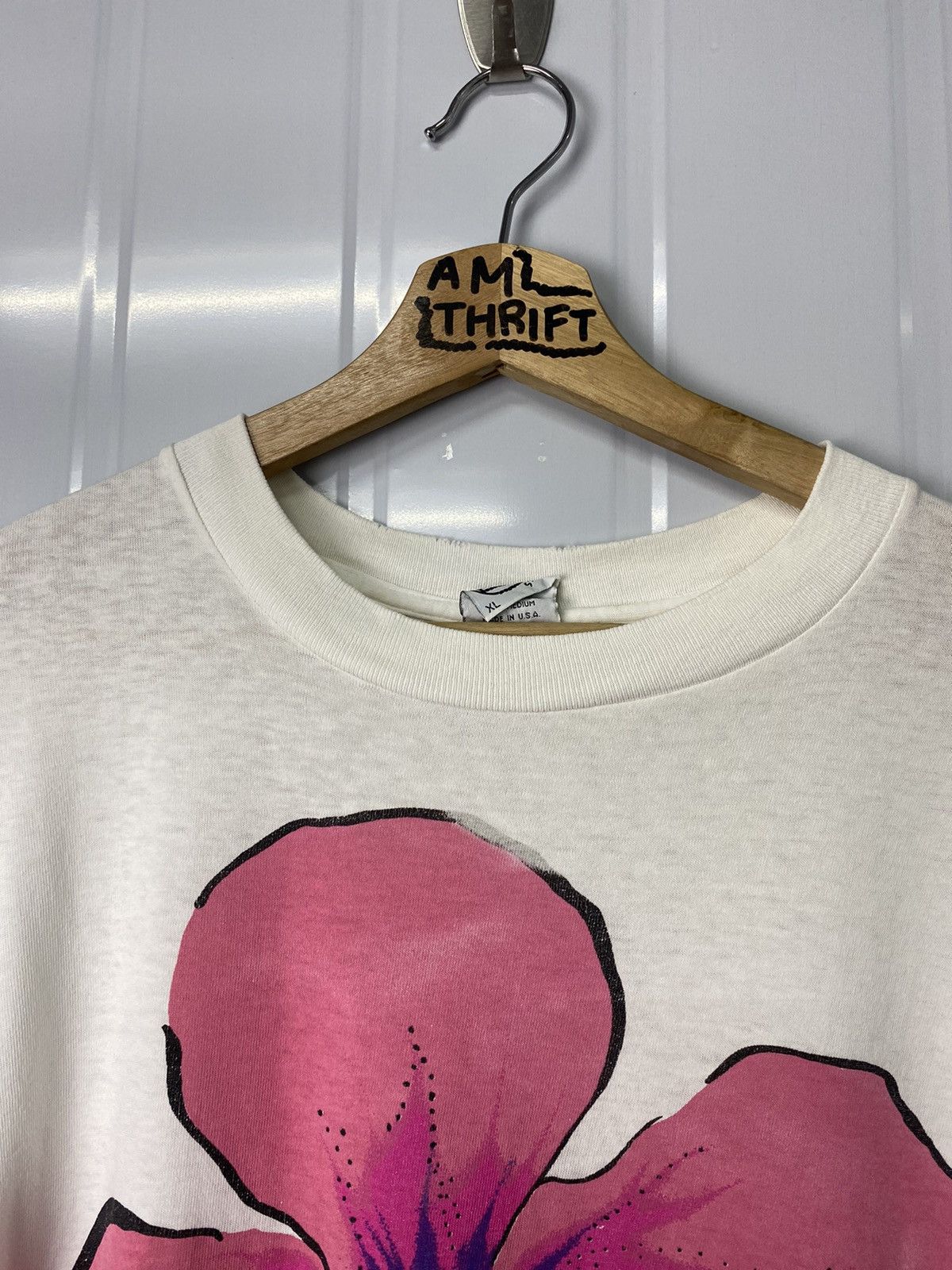Vintage RARE! Vintage 90s Floral Tee Hibiscus Art Graphic Size US XL / EU 56 / 4 - 5 Thumbnail