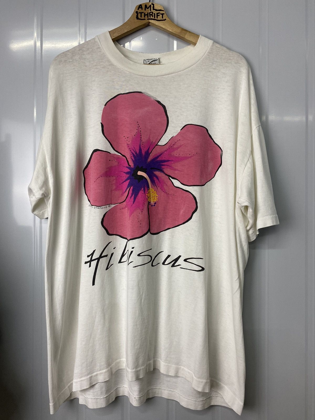 Vintage RARE! Vintage 90s Floral Tee Hibiscus Art Graphic Size US XL / EU 56 / 4 - 2 Thumbnail