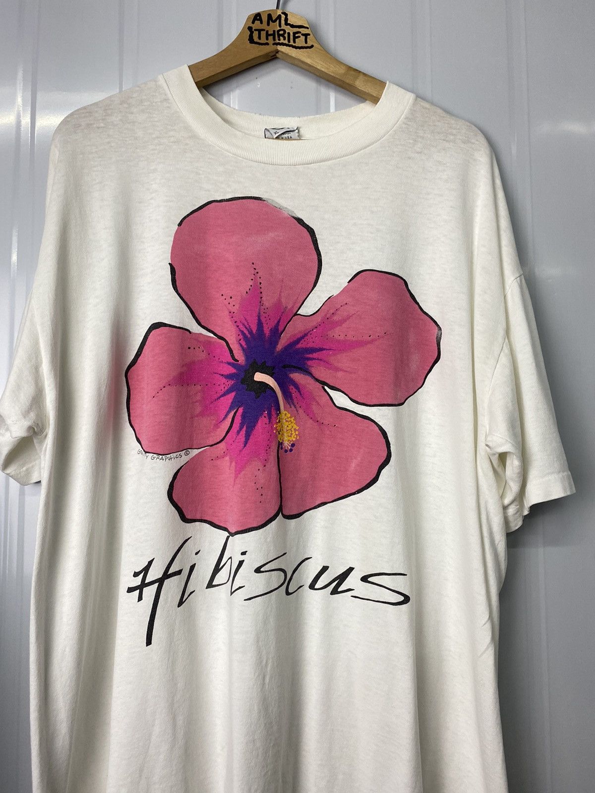 Vintage RARE! Vintage 90s Floral Tee Hibiscus Art Graphic Size US XL / EU 56 / 4 - 1 Thumbnail