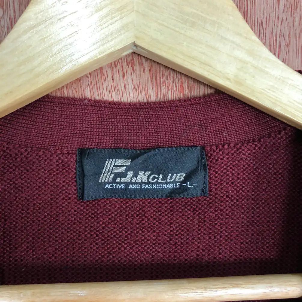Japanese Brand F.J.R Club Maroon Knit Vest Cardigan #449 Size US L / EU 52-54 / 3 - 7 Thumbnail