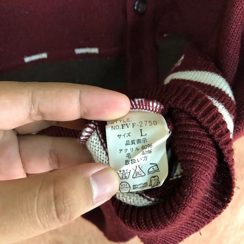 Japanese Brand F.J.R Club Maroon Knit Vest Cardigan #449 Size US L / EU 52-54 / 3 - 8 Thumbnail