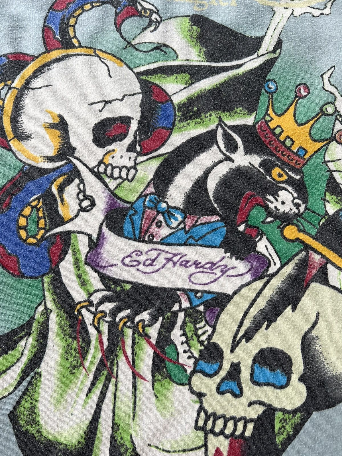 Ed Hardy Ed Hardy Christian Audigier Skull Snake Streetwear Blue Tee Size US XL / EU 56 / 4 - 4 Thumbnail