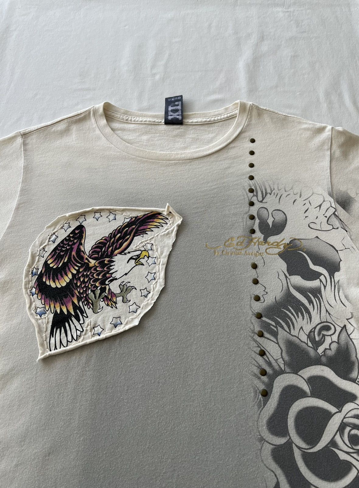 Ed Hardy Ed Hardy Christian Audigier Eagle Streetwear White Tee Size US XL / EU 56 / 4 - 4 Thumbnail