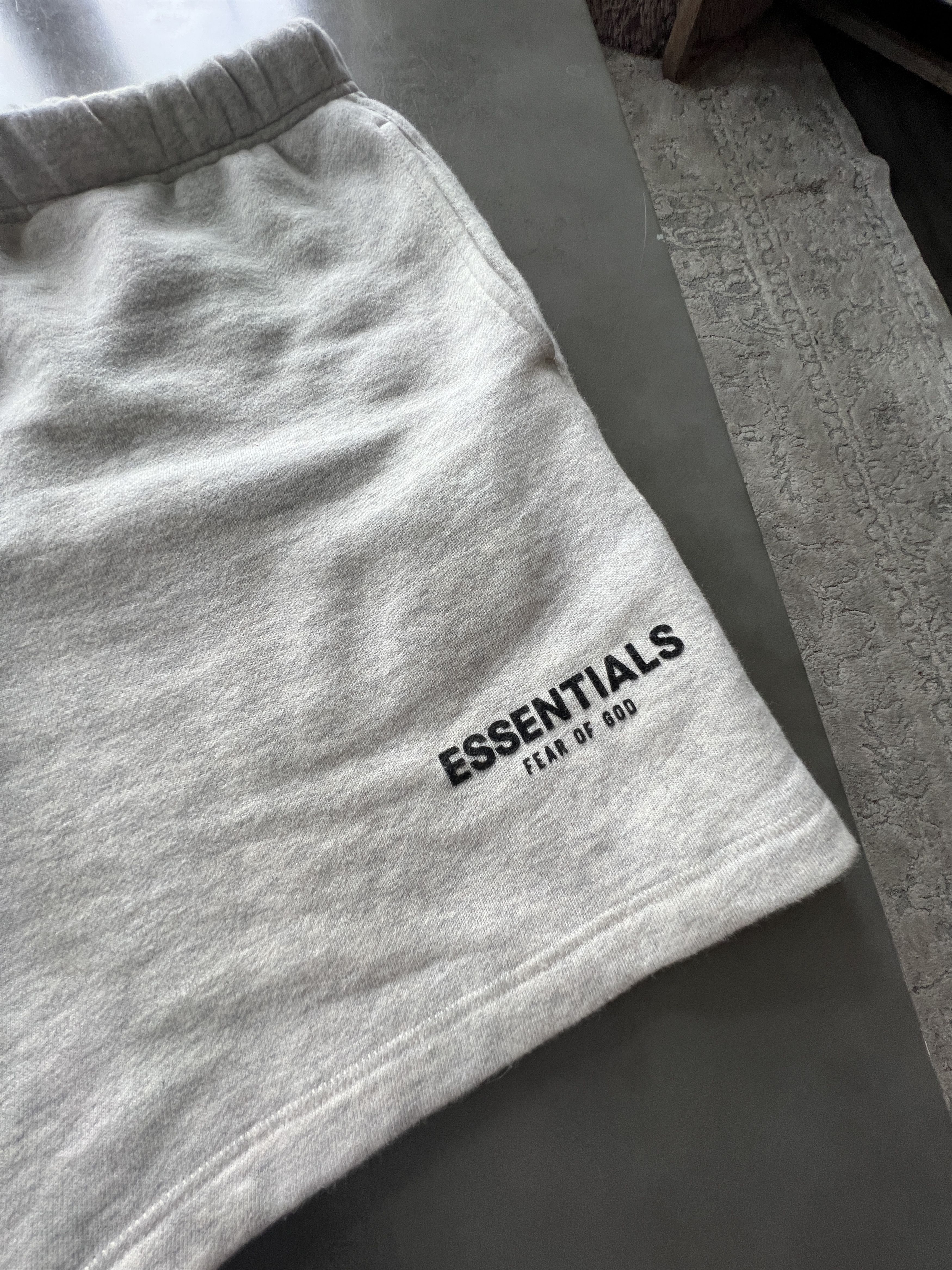 Essentials Straight-Leg Logo-Flocked Cotton Jersey Drawstring Shorts Size US 34 / EU 50 - 2 Thumbnail