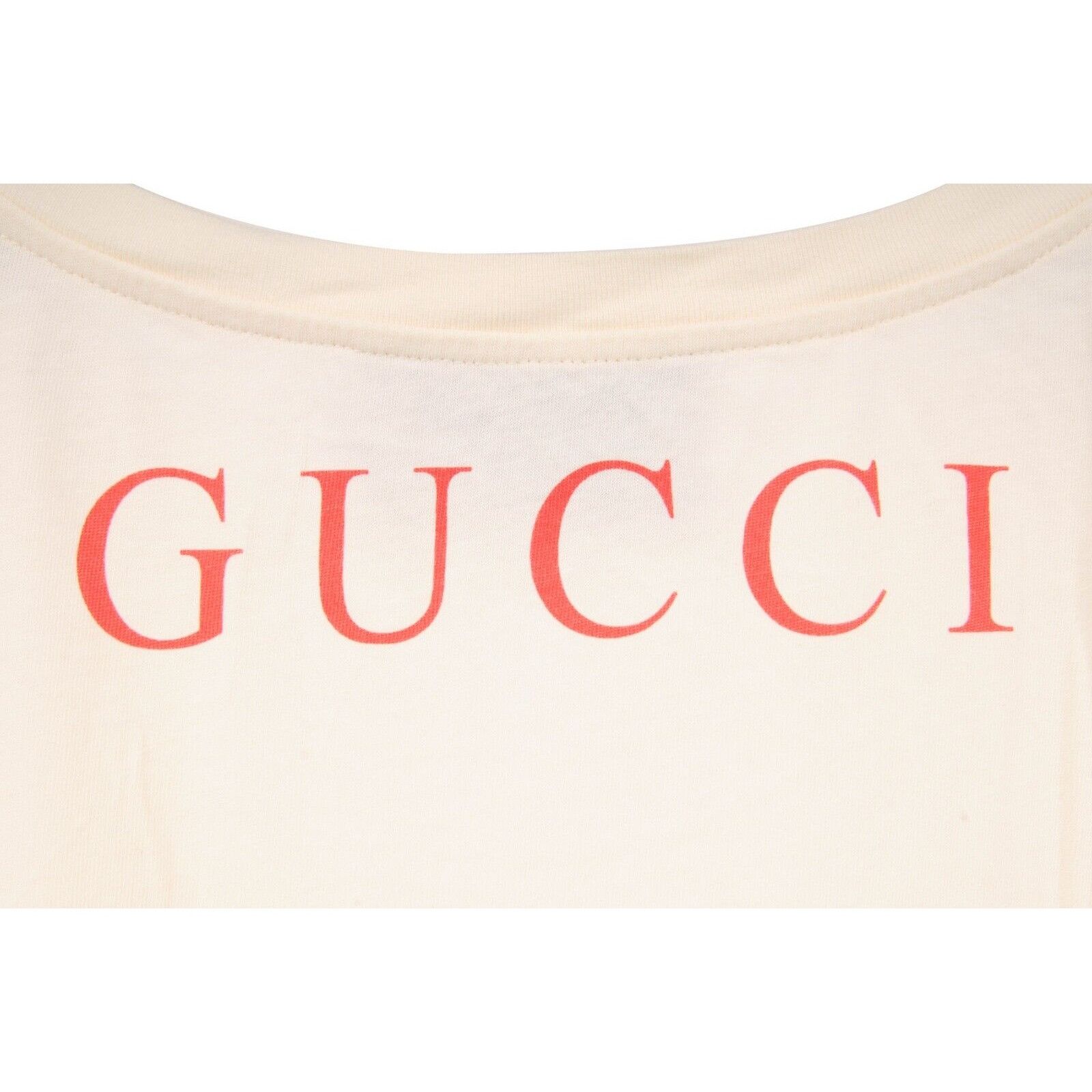 Cream Red Shark Logo T Shirt