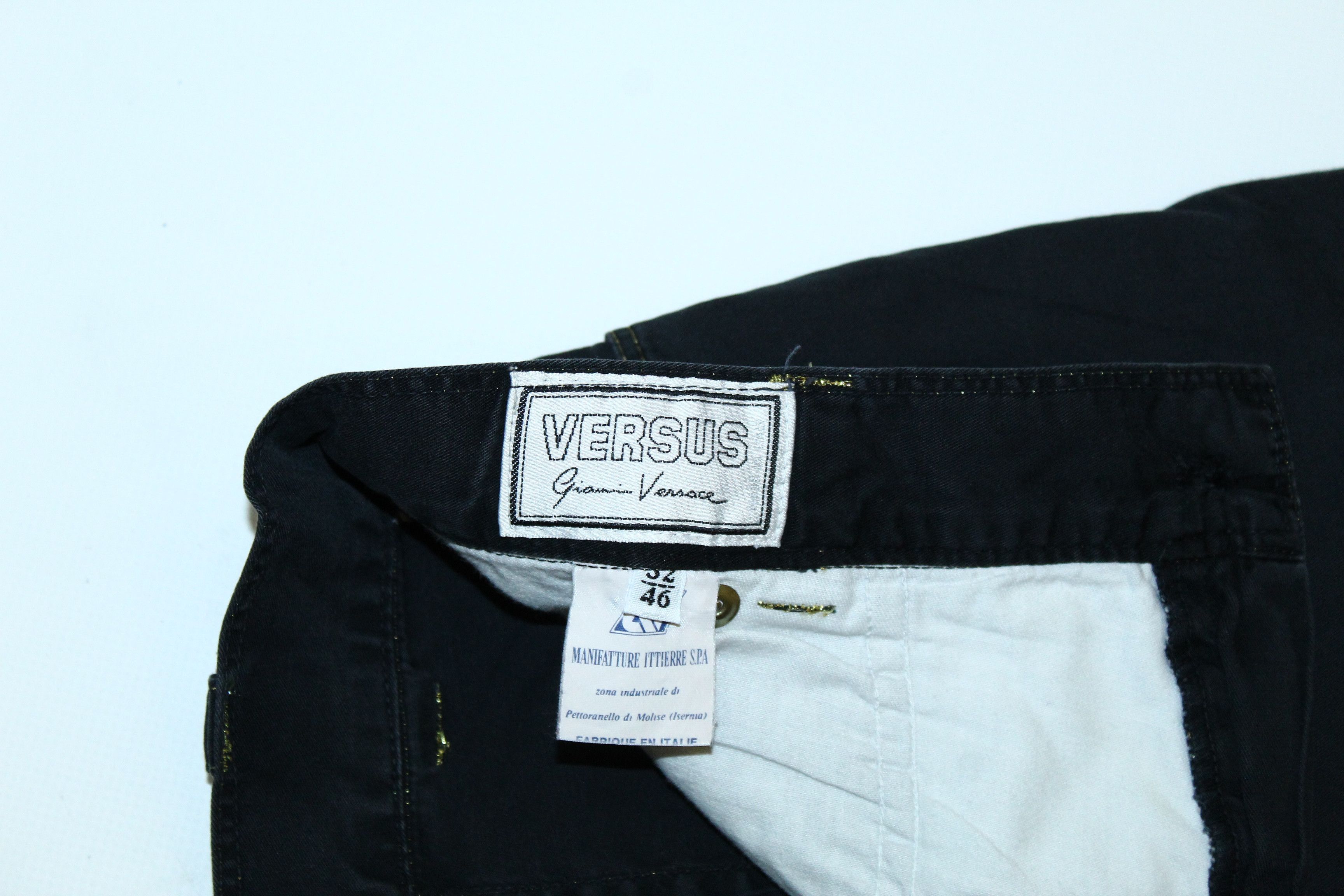Versace 💥 Earlie Versus Gianni Versace Cropped Zip Pant Lurex Trim Size 28" / US 6 / IT 42 - 12 Thumbnail