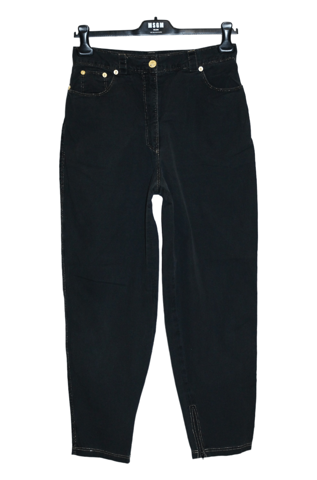 Versace 💥 Earlie Versus Gianni Versace Cropped Zip Pant Lurex Trim Size 28" / US 6 / IT 42 - 1 Thumbnail