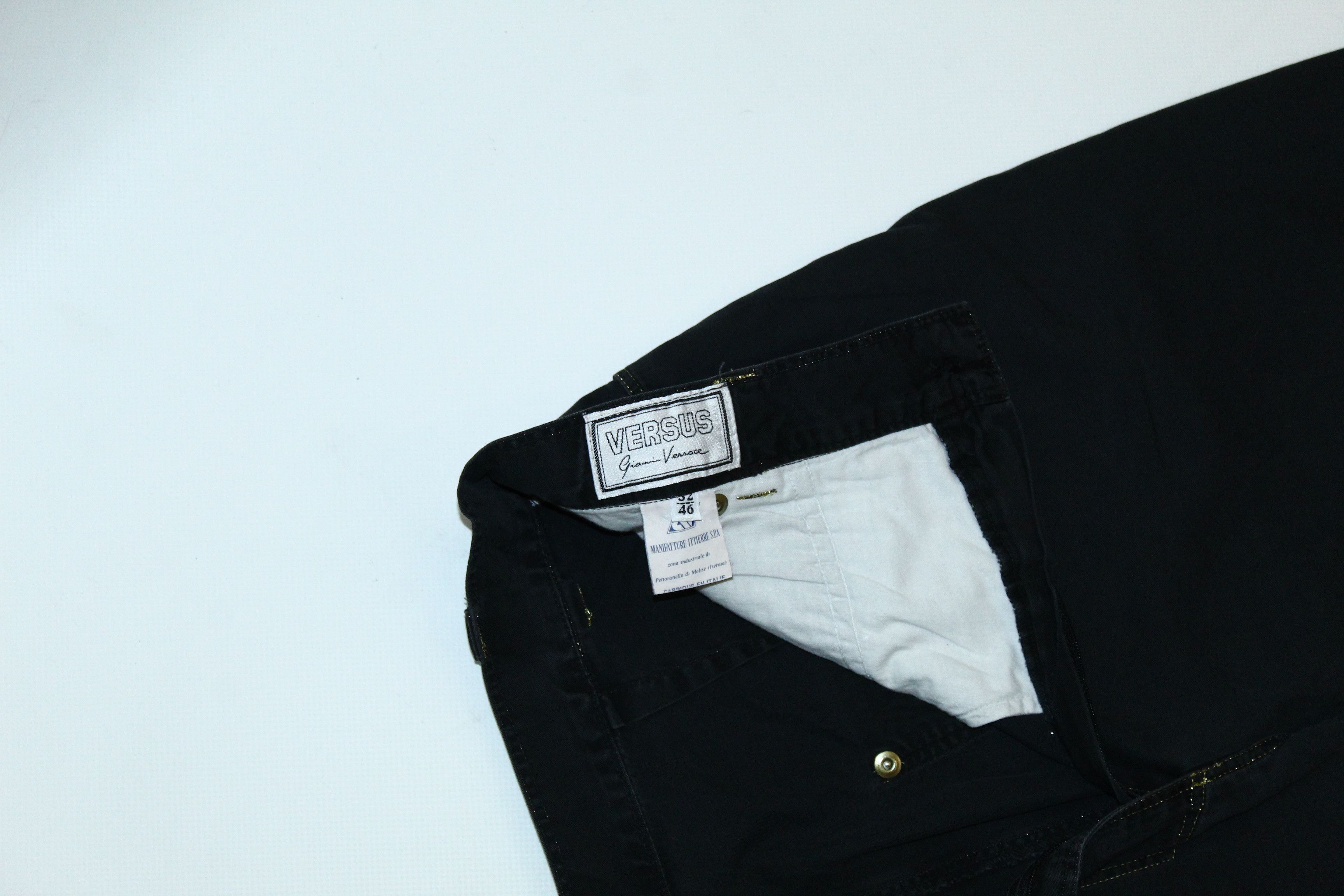 Versace 💥 Earlie Versus Gianni Versace Cropped Zip Pant Lurex Trim Size 28" / US 6 / IT 42 - 11 Thumbnail