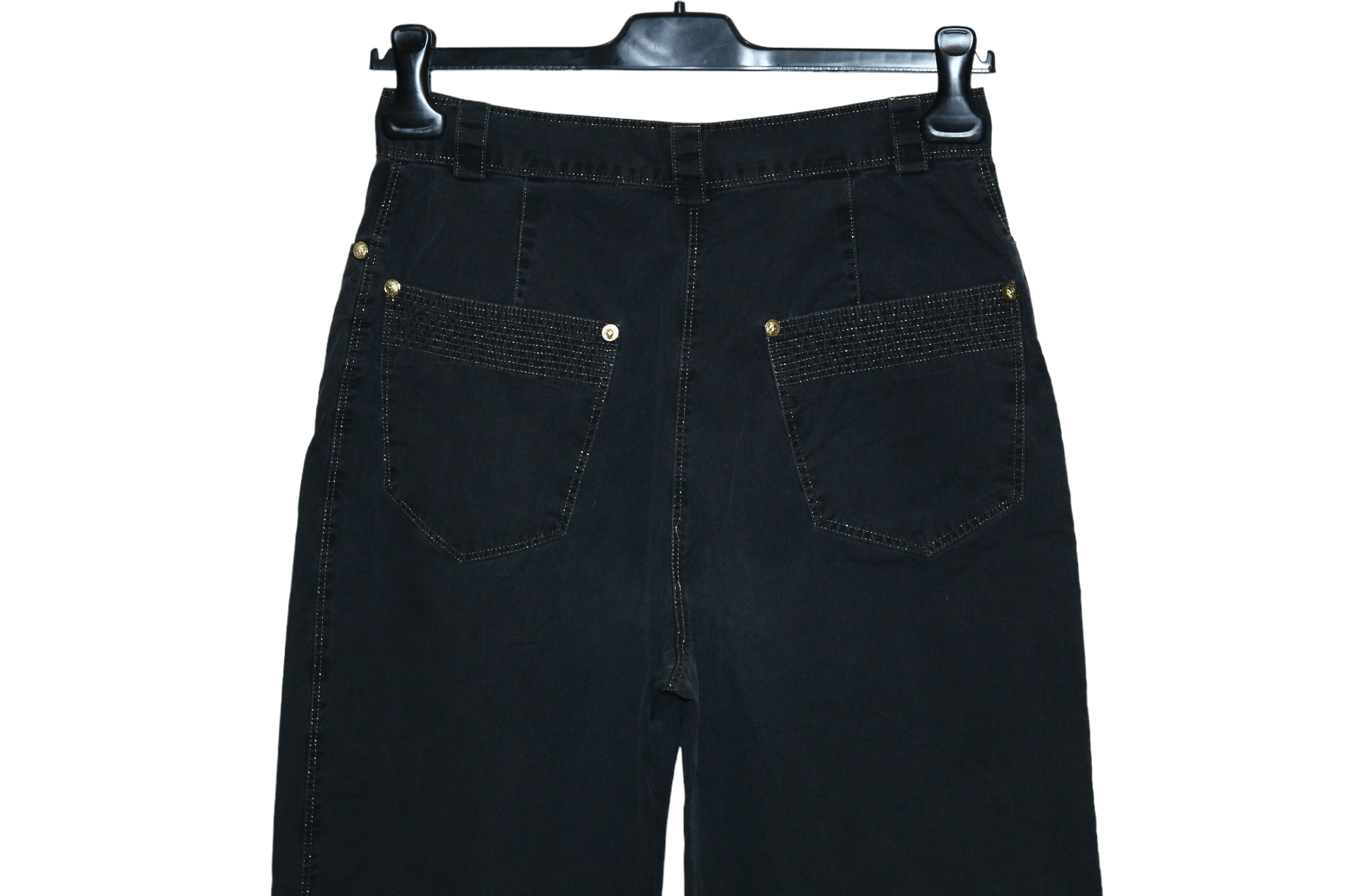 Versace 💥 Earlie Versus Gianni Versace Cropped Zip Pant Lurex Trim Size 28" / US 6 / IT 42 - 8 Thumbnail