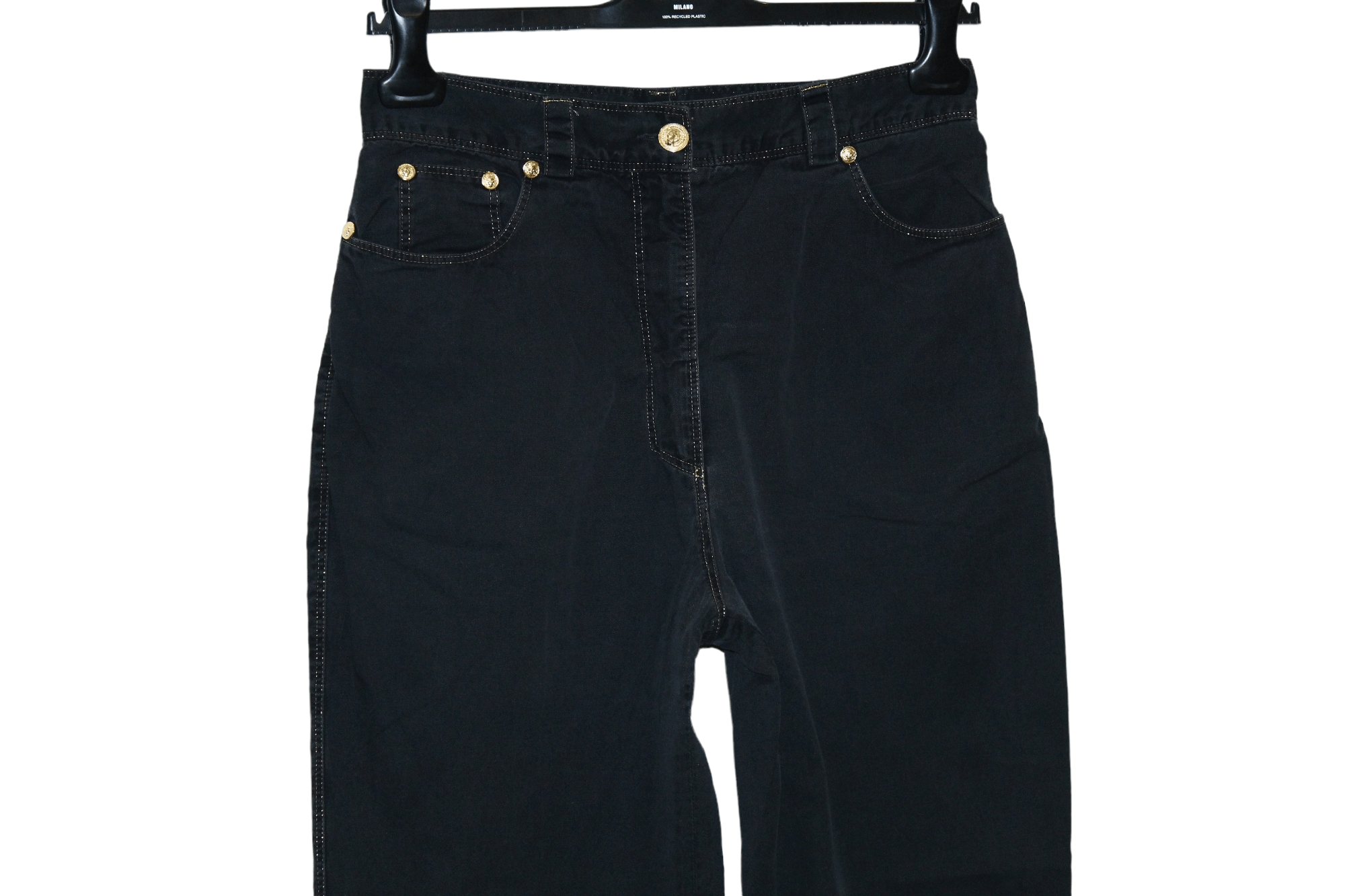 Versace 💥 Earlie Versus Gianni Versace Cropped Zip Pant Lurex Trim Size 28" / US 6 / IT 42 - 6 Thumbnail