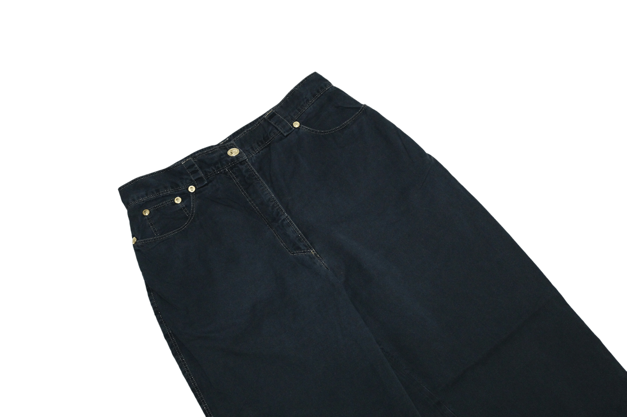 Versace 💥 Earlie Versus Gianni Versace Cropped Zip Pant Lurex Trim Size 28" / US 6 / IT 42 - 2 Thumbnail