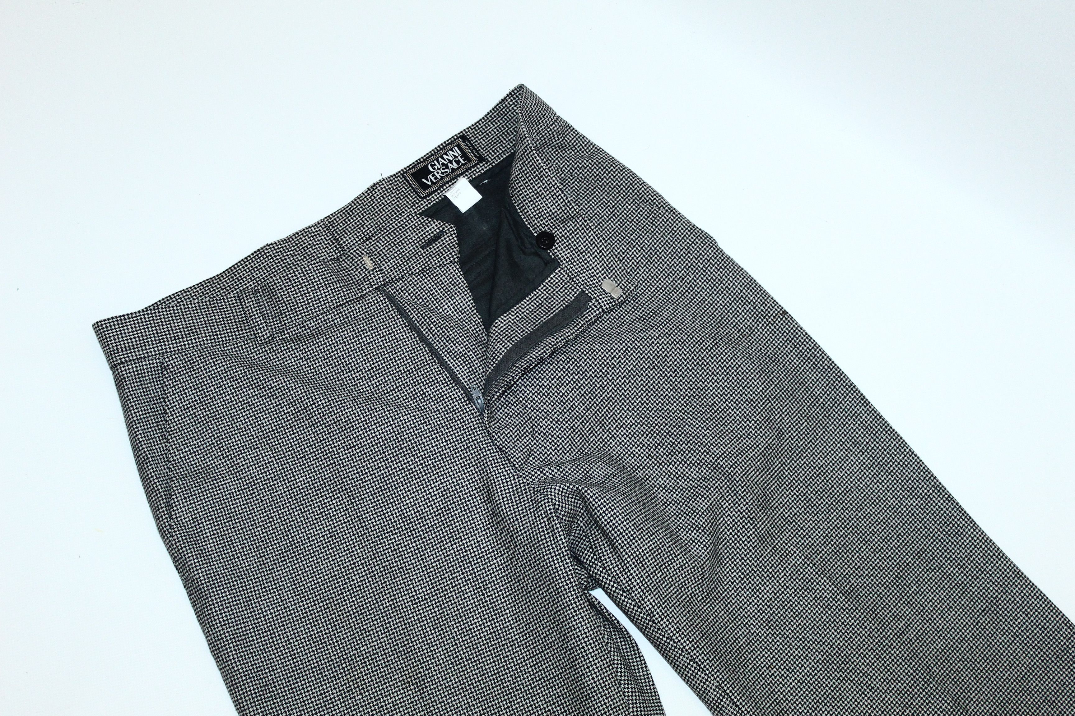 Versace 💥80's Early Gianni Versace Houndstooth Wool Trousers Size US 32 / EU 48 - 2 Thumbnail