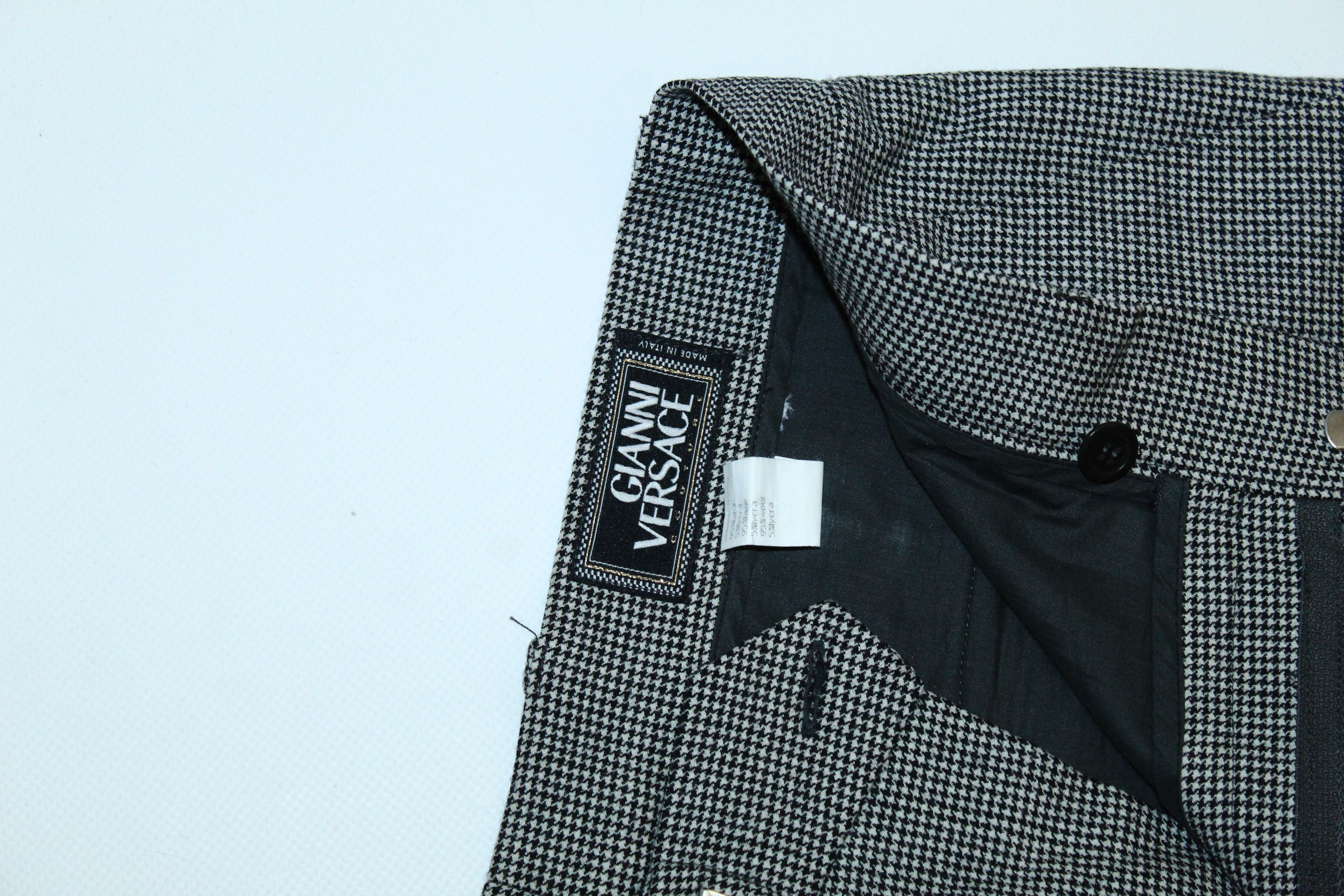 Versace 💥80's Early Gianni Versace Houndstooth Wool Trousers Size US 32 / EU 48 - 5 Thumbnail