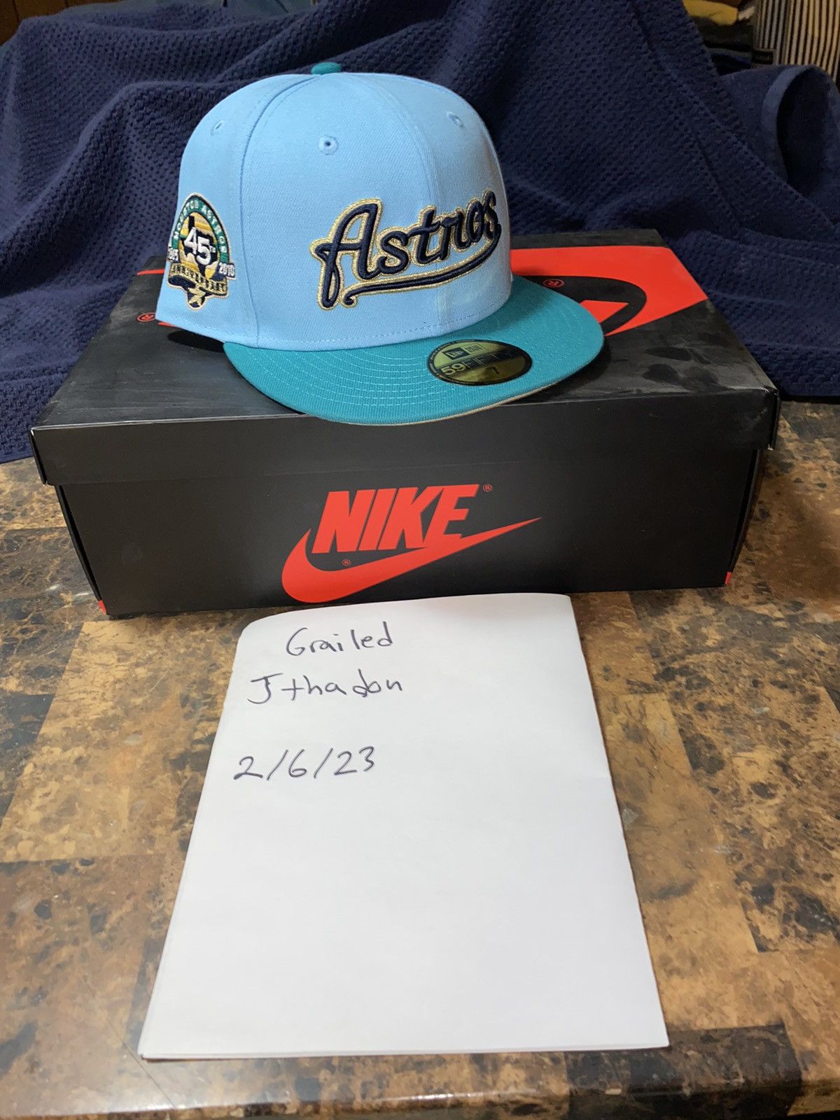 Houston Astros New Era 59fifty Hat size 7 Blue Aqua gold