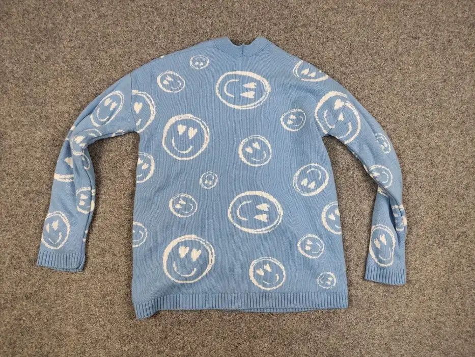 Japanese Brand Vintage 90's blue smiley logos Japanese style Knit Cardigan Size XS / US 0-2 / IT 36-38 - 5 Thumbnail