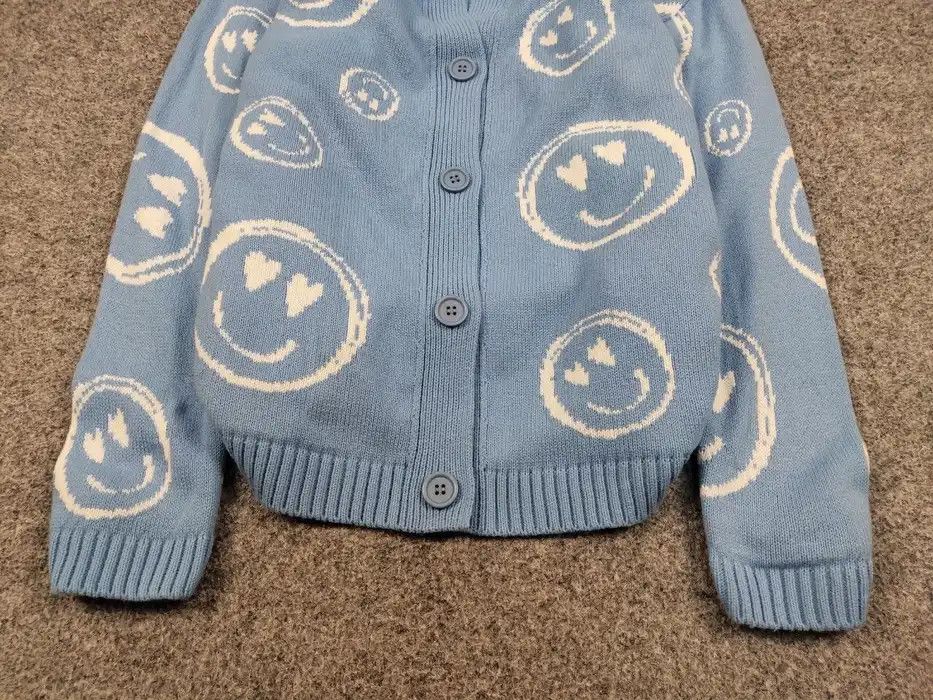 Japanese Brand Vintage 90's blue smiley logos Japanese style Knit Cardigan Size XS / US 0-2 / IT 36-38 - 4 Thumbnail