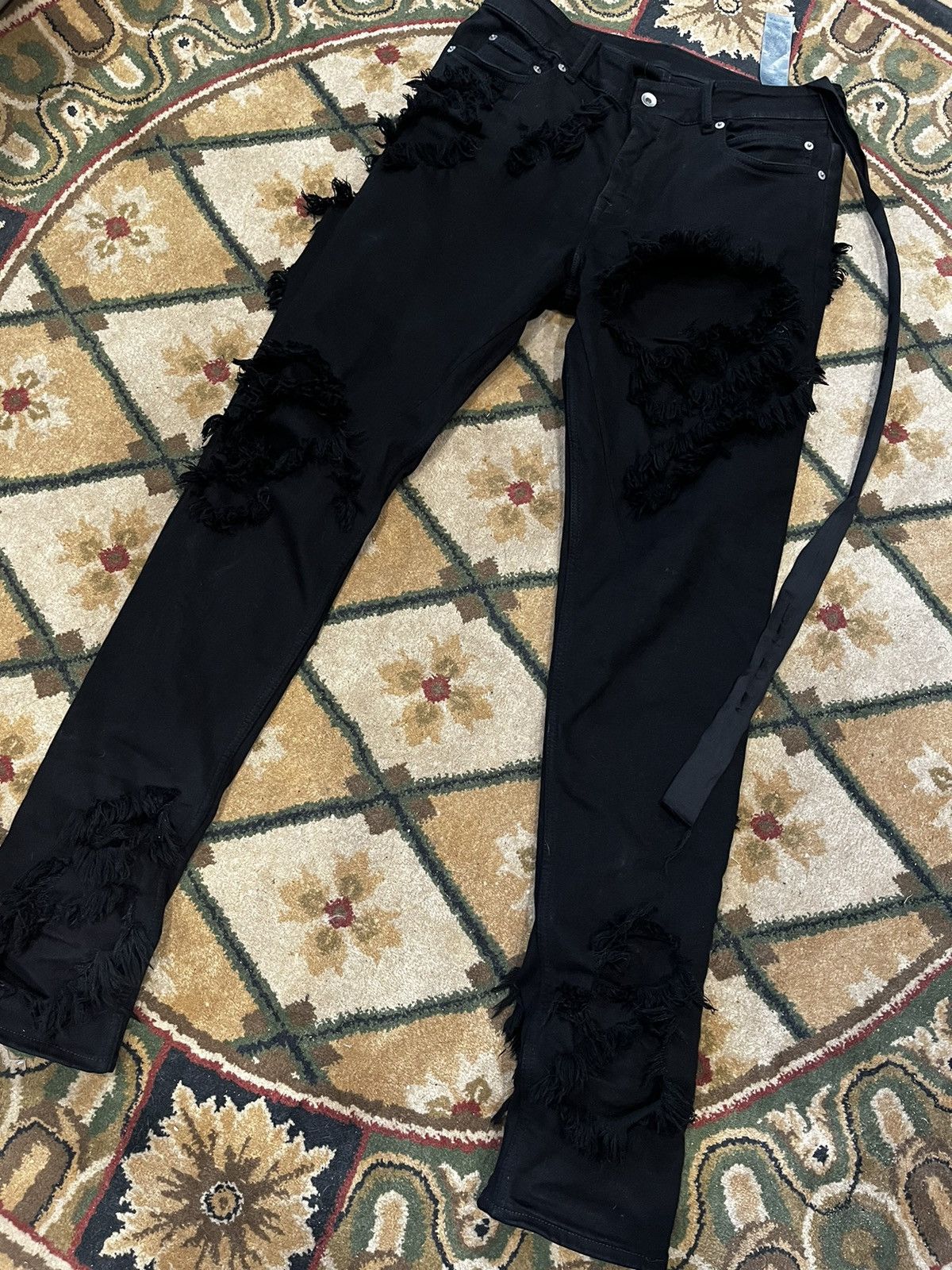 Rick Owens × Rick Owens Drkshdw Rick Owens Slashed Destroyed Detroit Denim Size US 31 - 2 Thumbnail