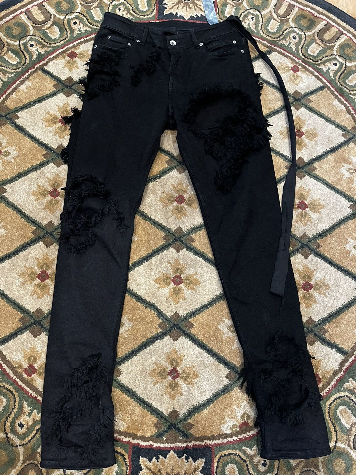 Rick Owens × Rick Owens Drkshdw Rick Owens Slashed Destroyed Detroit Denim Size US 31 - 1 Thumbnail