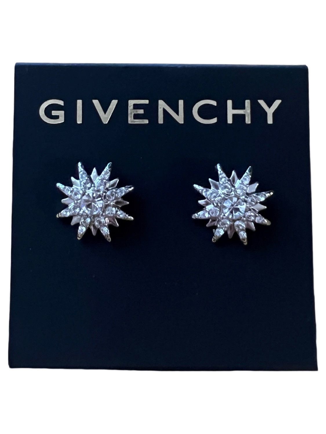 image of Givenchy Crystal Star Earrings in Silver, Men's