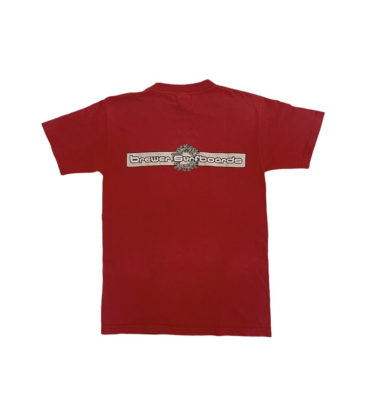 image of Surf Style x Vintage Brewer Surfboards Tshirt Spellout Logo in Red, Men's (Size Small)
