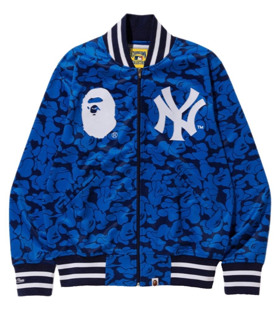 image of Bape X Mitchell & Ness Ny Yankees Jacket (2019) in Blue, Men's (Size Large)