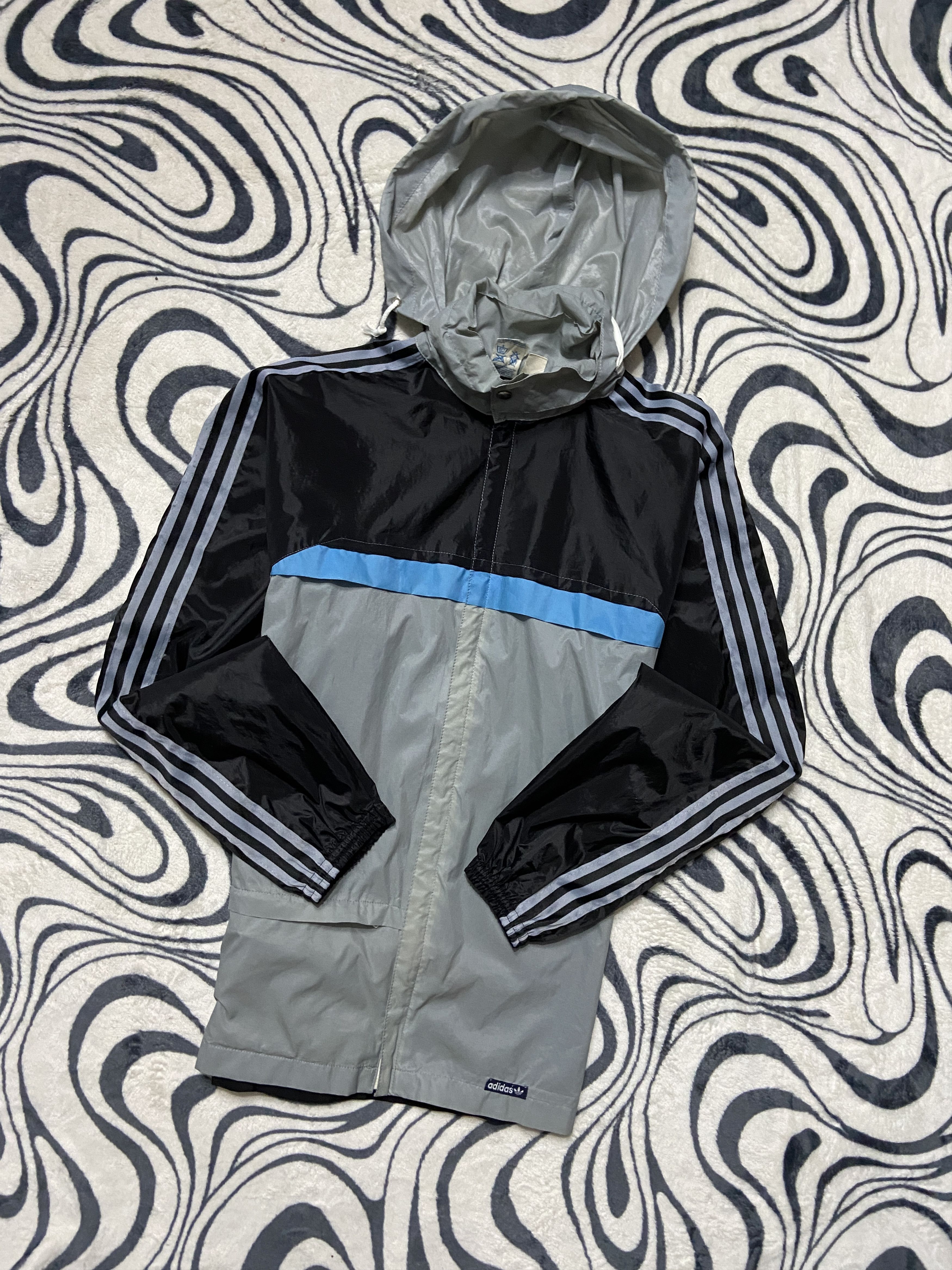 Vintage 1980'S Adidas nylon jacket, size S, men's polyamide black type Vintage Second Hand